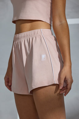 Piped Detail Mini Sweat Shorts in Soft Peach
