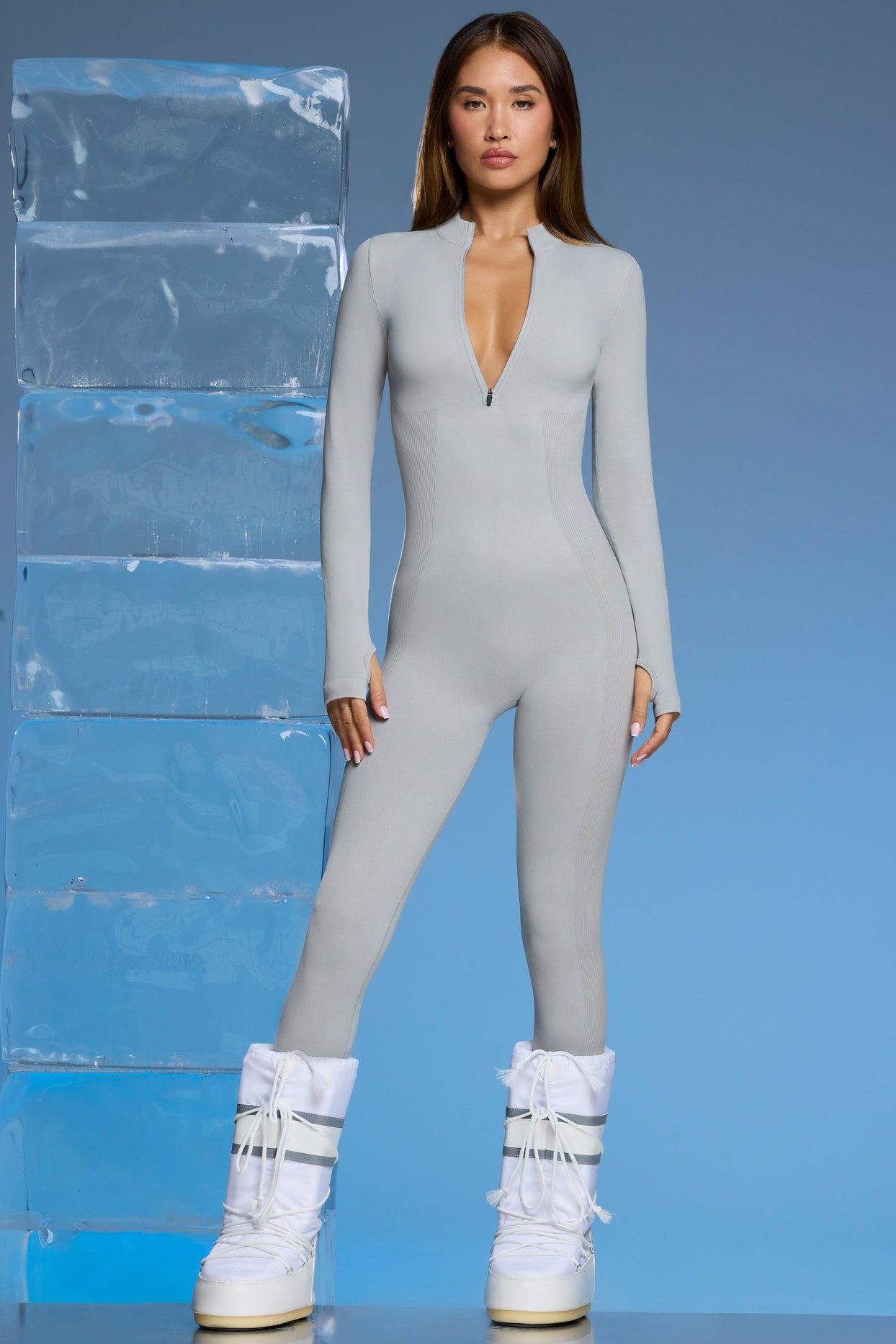 Super Sculpt Base Layer Jumpsuit in Light Grey