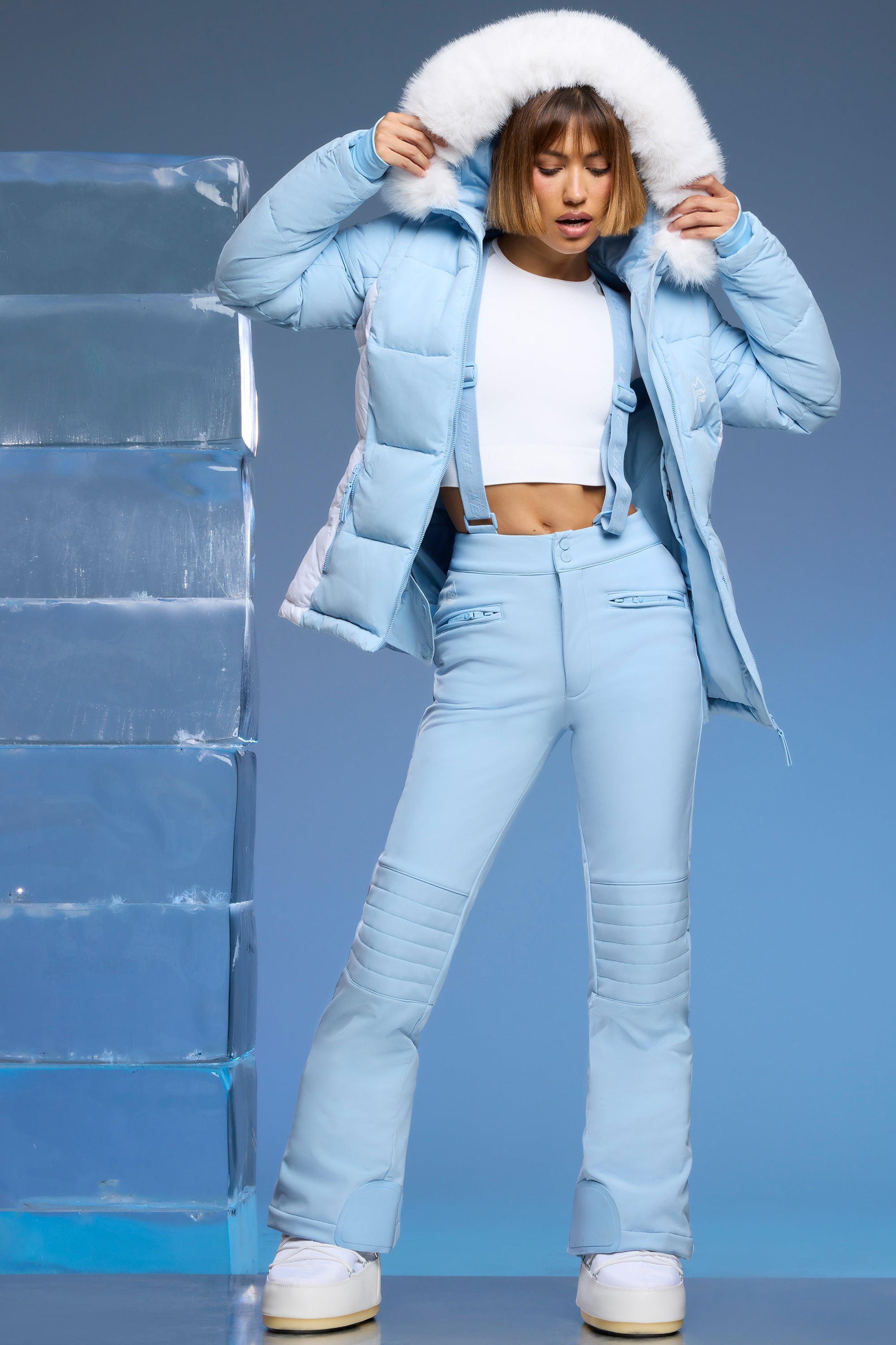 Baby blue deals long jacket