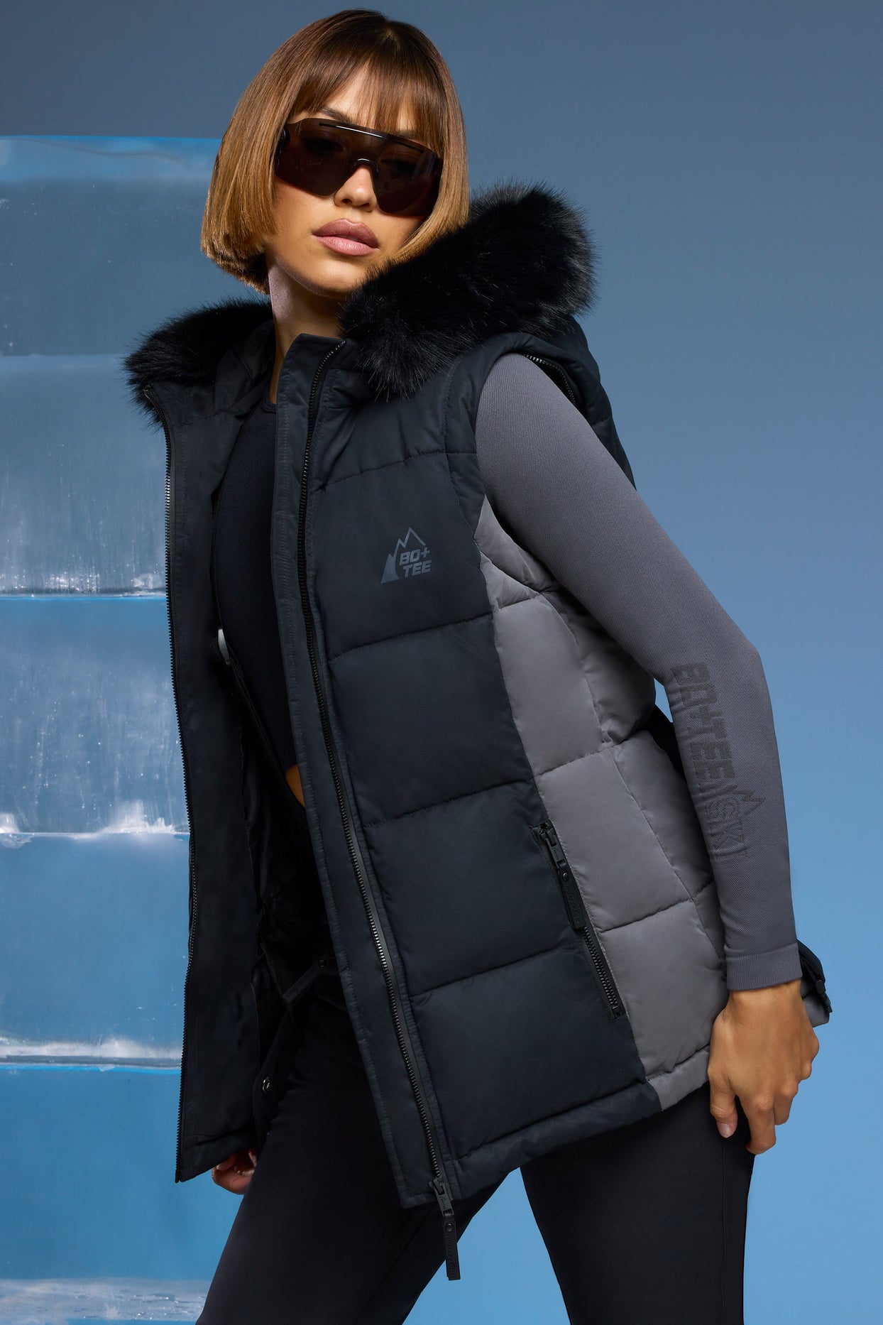 Ski Jacket with Detachable Sleeves in Black