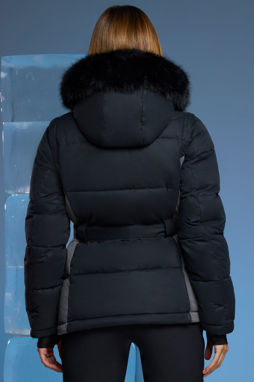 Ski Jacket with Detachable Sleeves in Black - 2