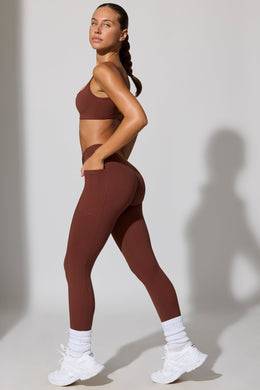 Full Length Leggings with Pockets in Chocolate