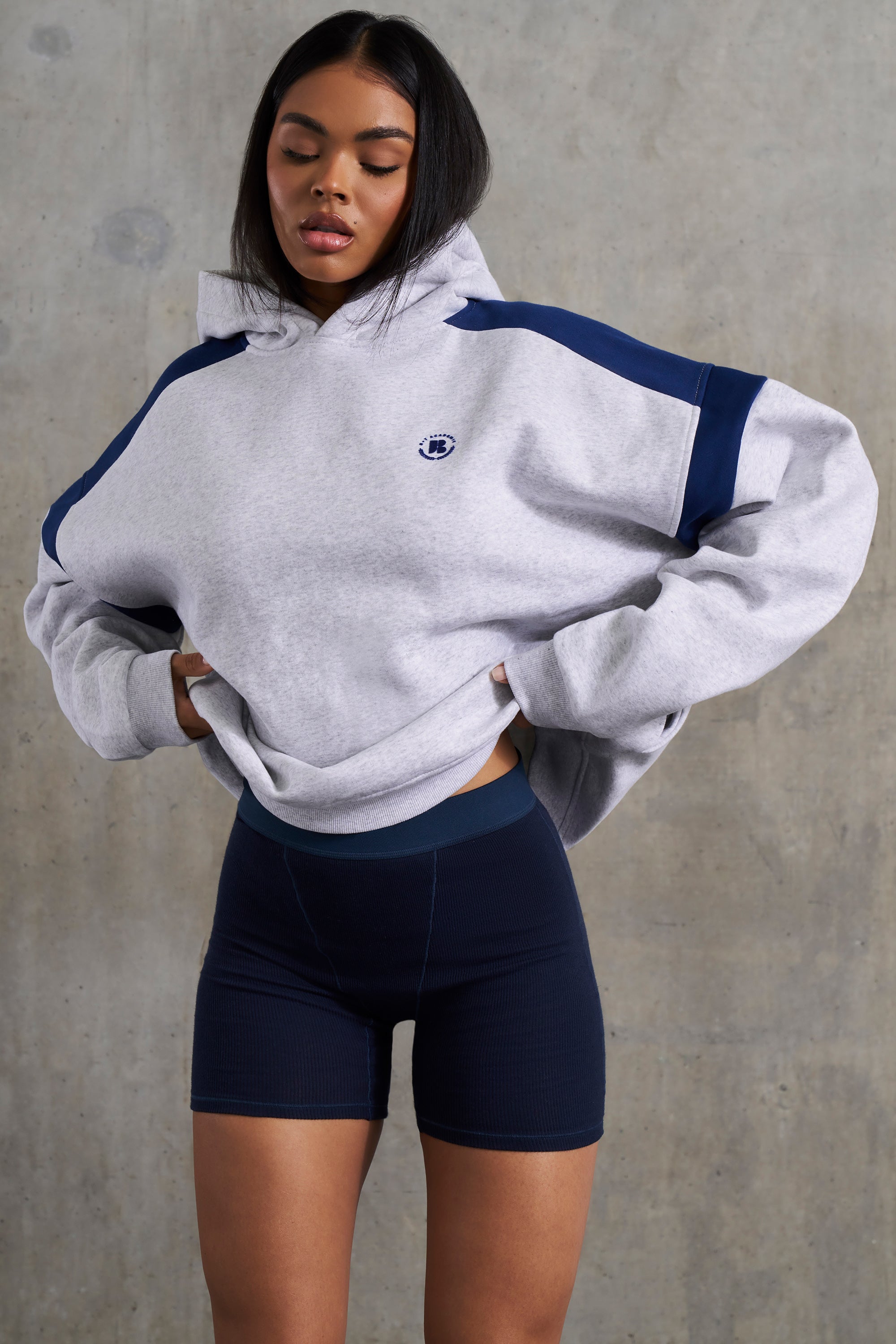 Cotton Fleece Oversized Hoodie in Heather Grey - 1