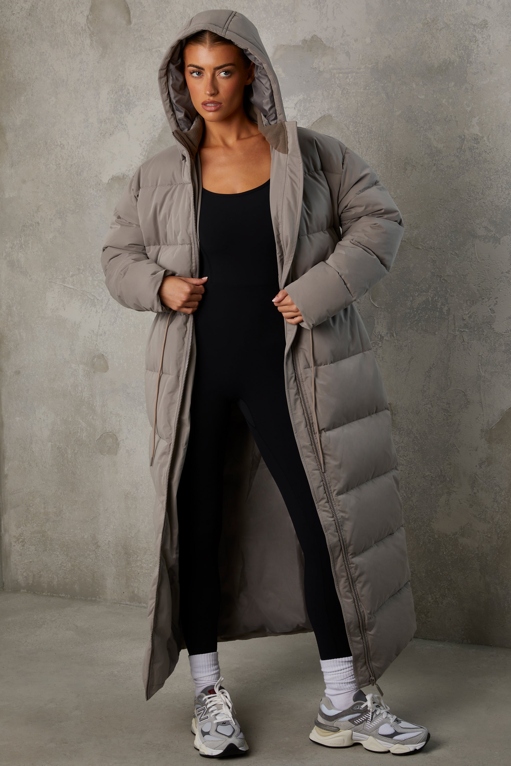 Grey hooded clearance puffer coat