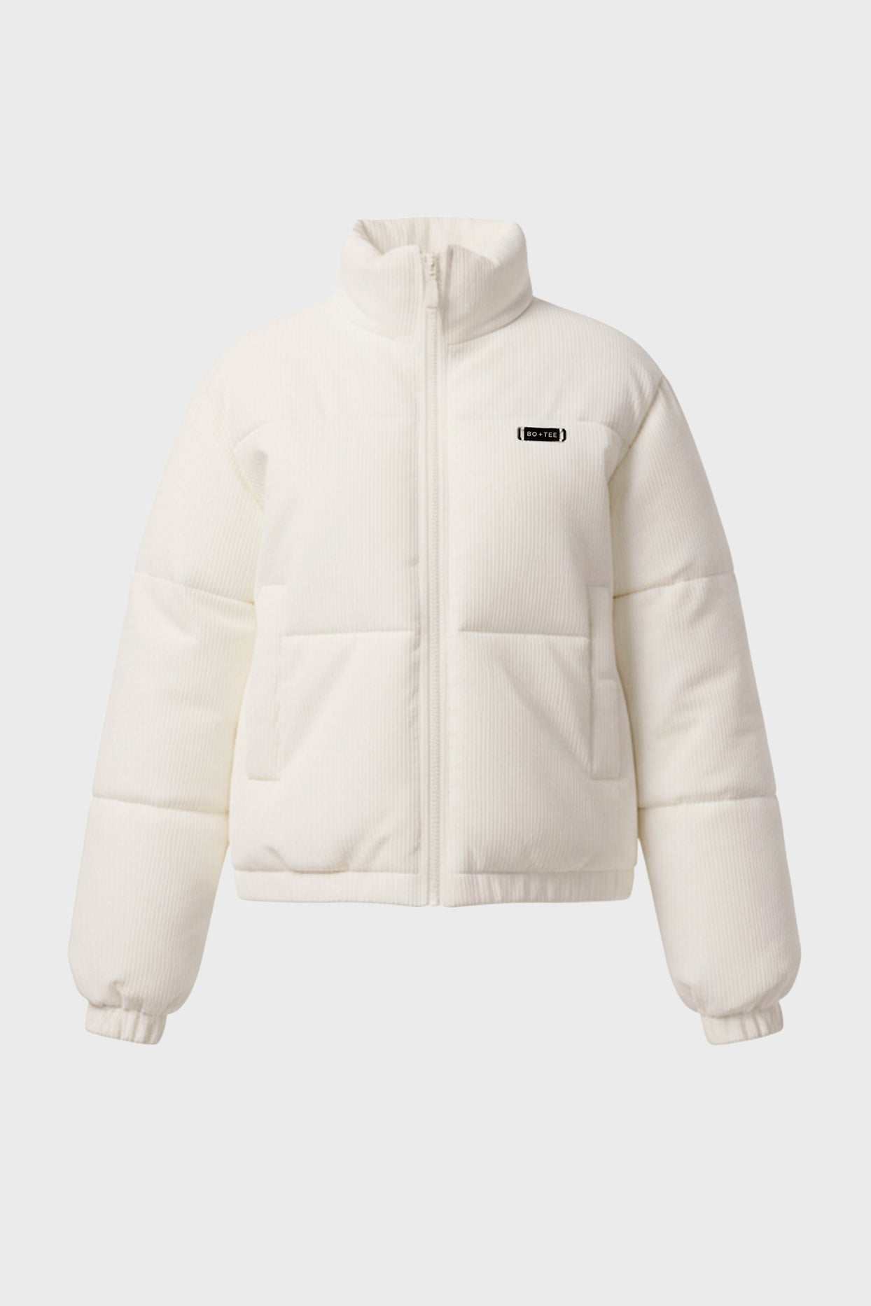 Corduroy Quilted Puffer Jacket in Ivory - 3