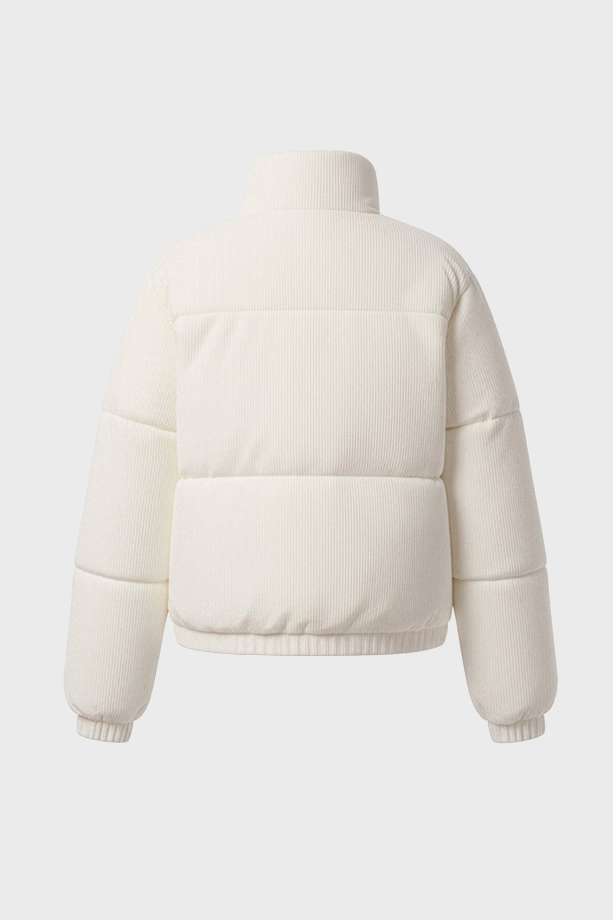 Corduroy Quilted Puffer Jacket in Ivory - 4