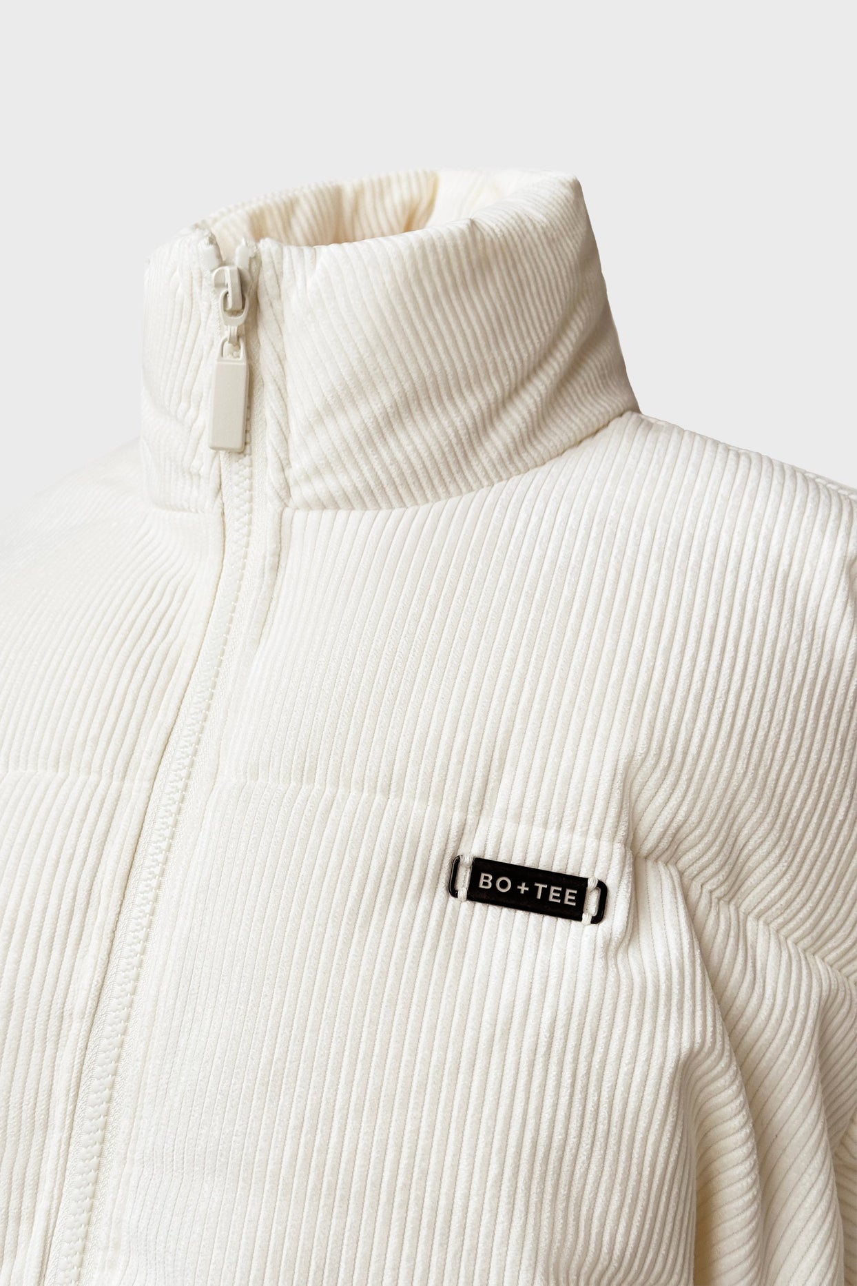 Corduroy Quilted Puffer Jacket in Ivory - 5