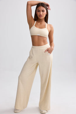 Tall Terry Towelling Wide-Leg Joggers in Cream