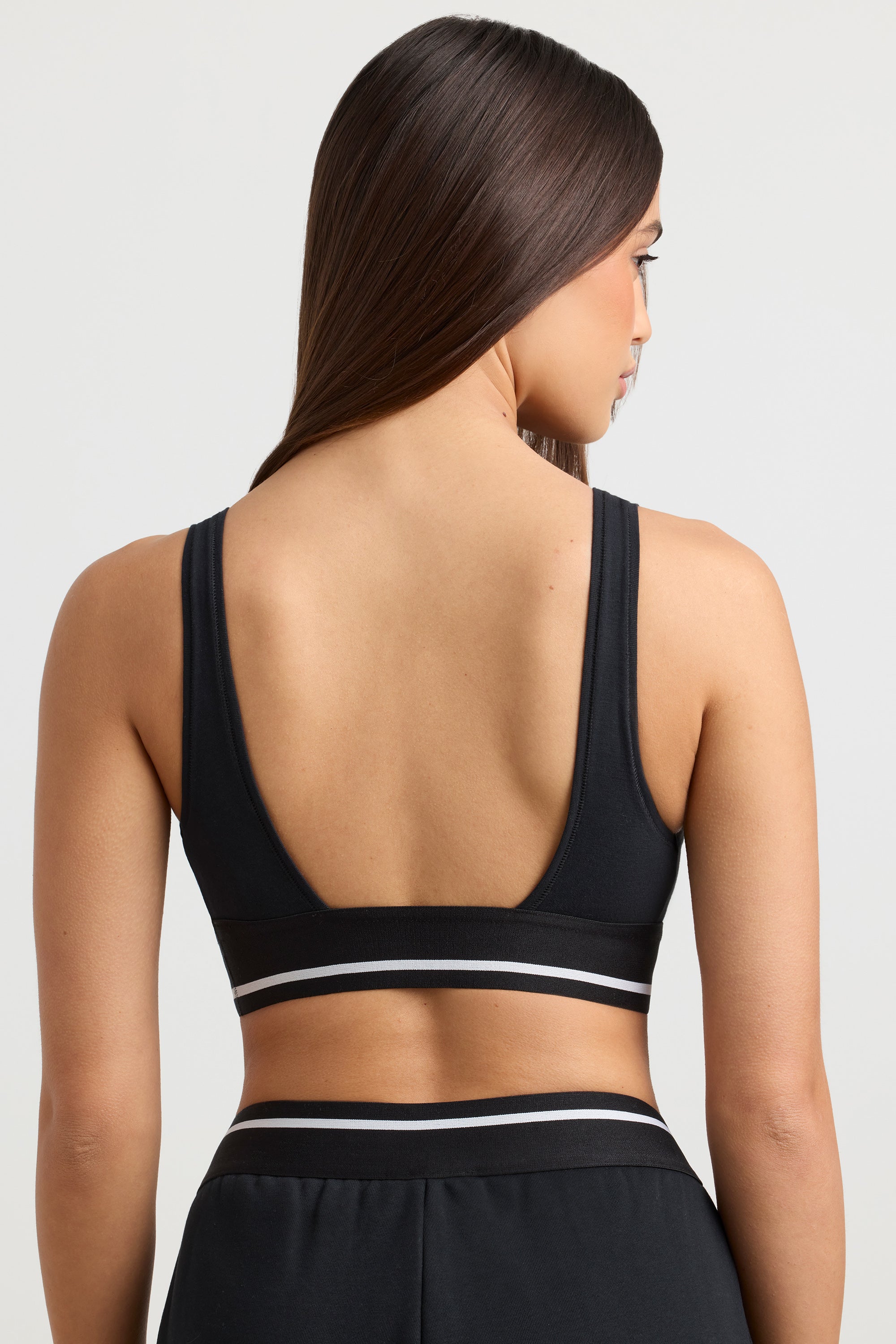 Plunge-Neck Crop Top in Black