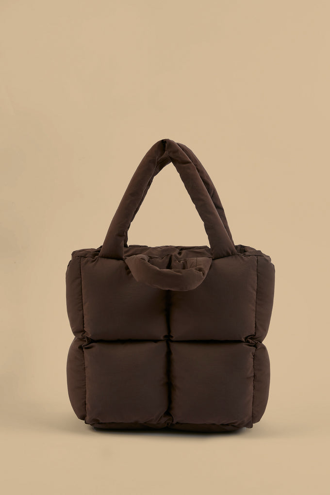 Quilted Puffer Bag in Mahogany