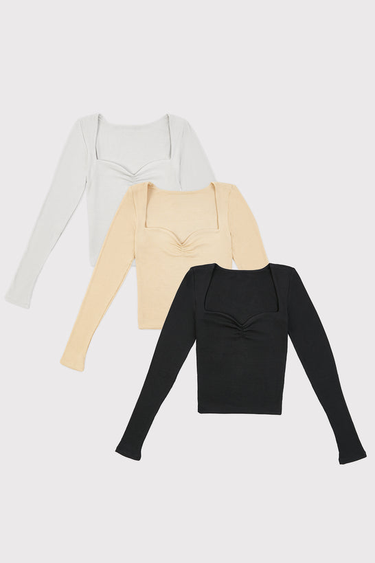 Modal Rib Long Sleeve Crop Top Bundle