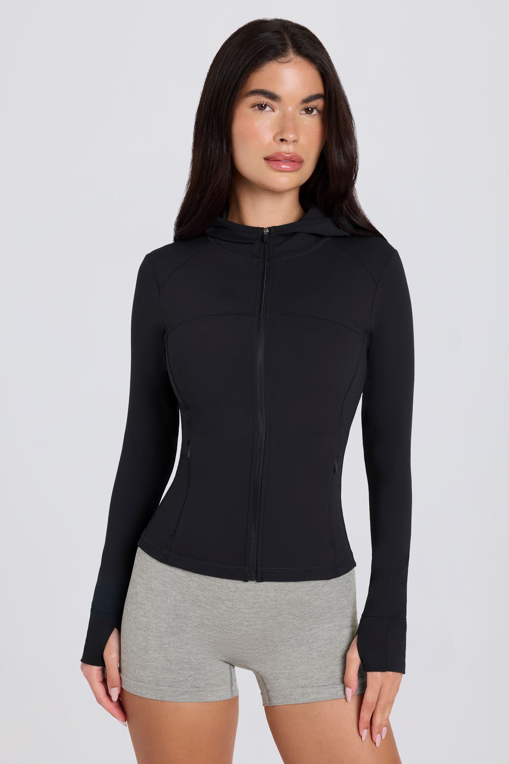 Soft Active Hooded Mid-Layer Jacket in Black - 2
