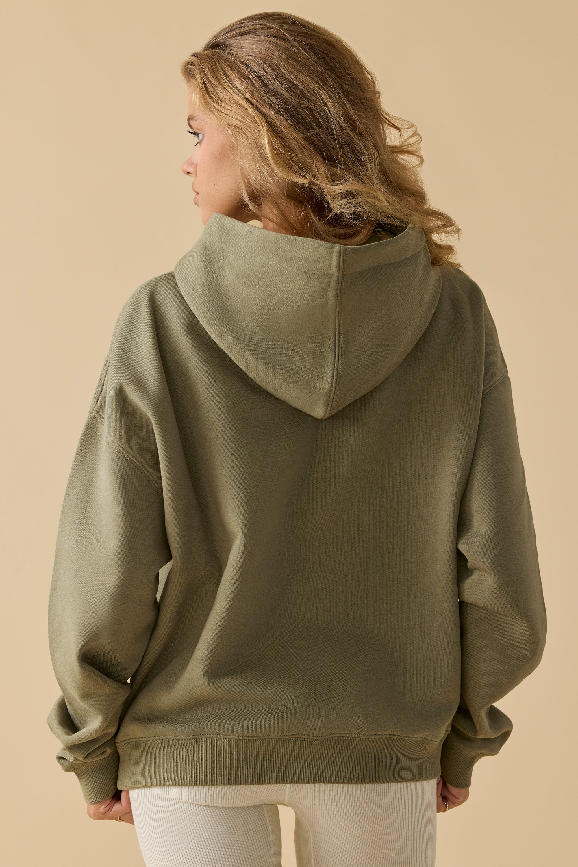 Oversized Hooded Sweatshirt in Soft Olive