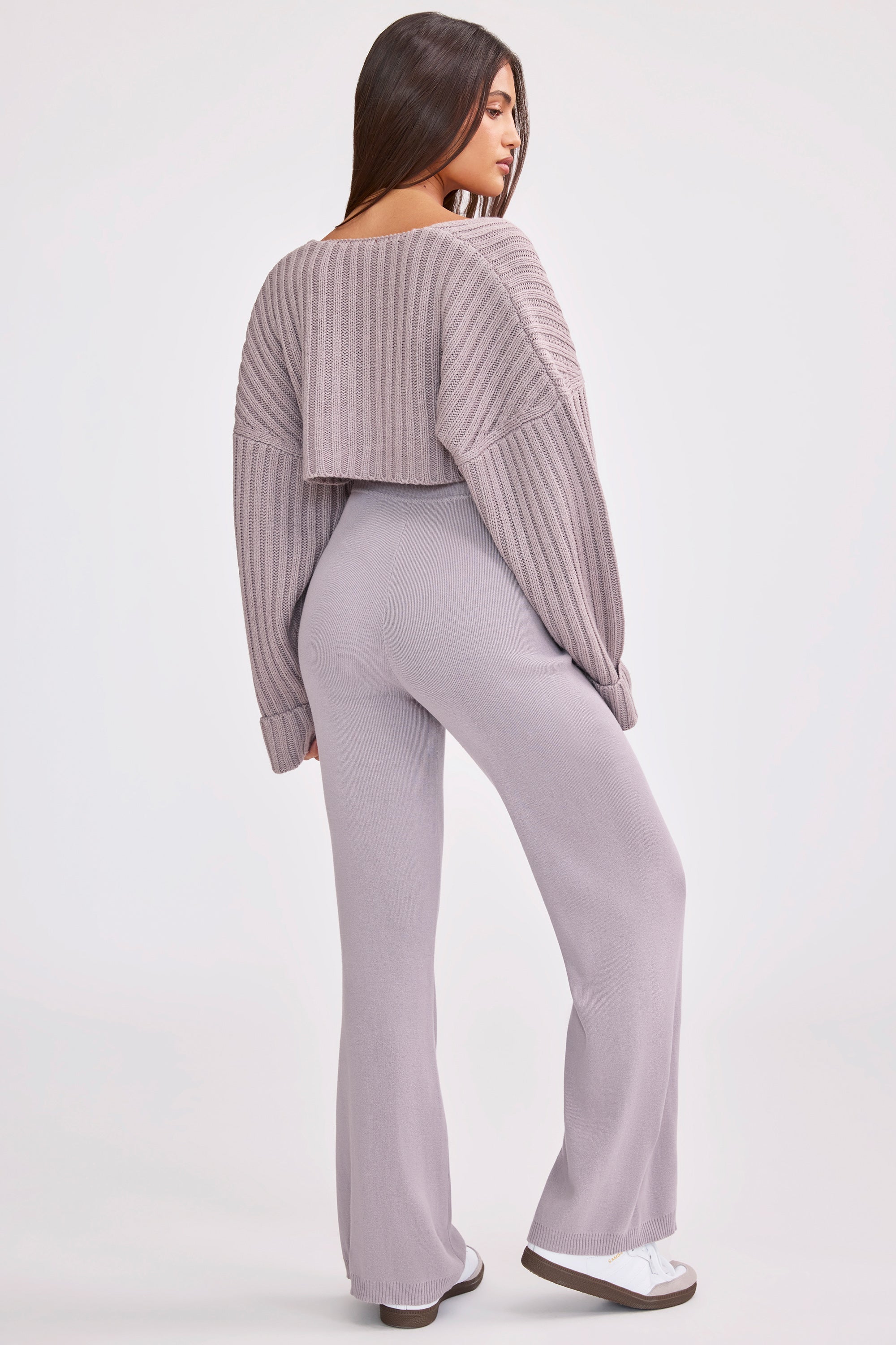 Oversized Chunky Knit Shrug in Dusty Lavender