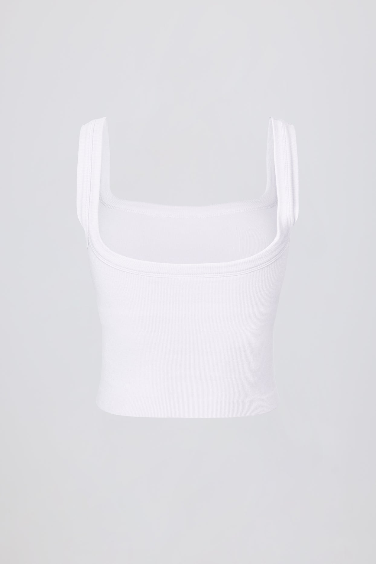 Seamless Soft Rib Square-Neck Tank Top in White - 5