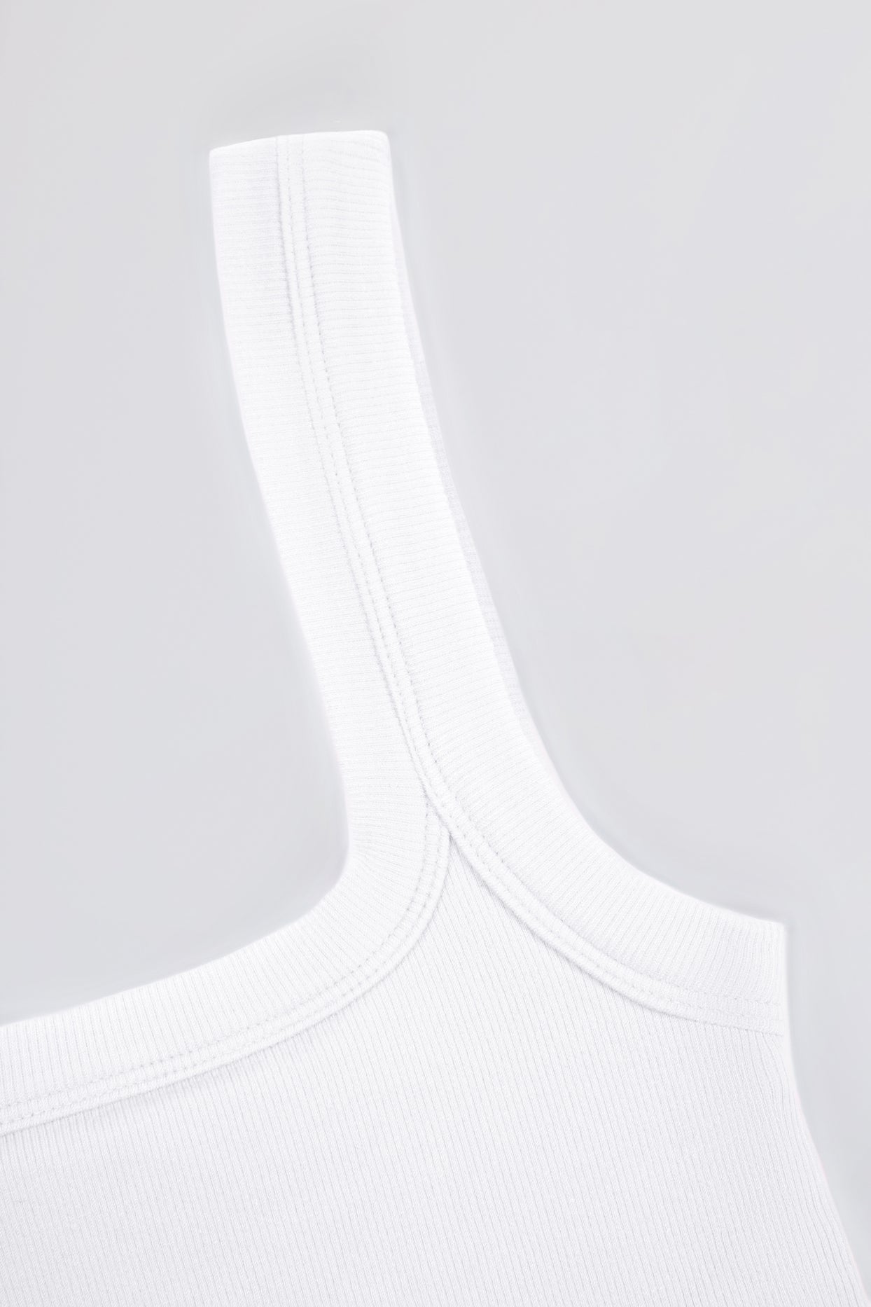 Seamless Soft Rib Square-Neck Tank Top in White - 6