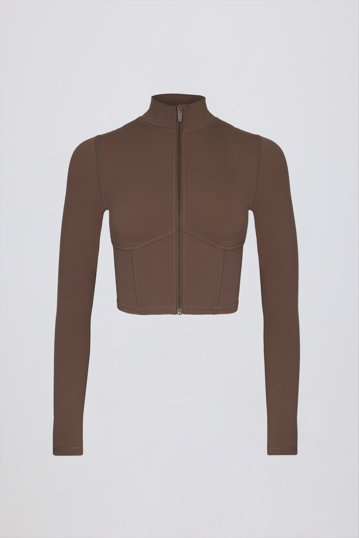 Soft Active Zip-Up Cropped Jacket in Cocoa - 2
