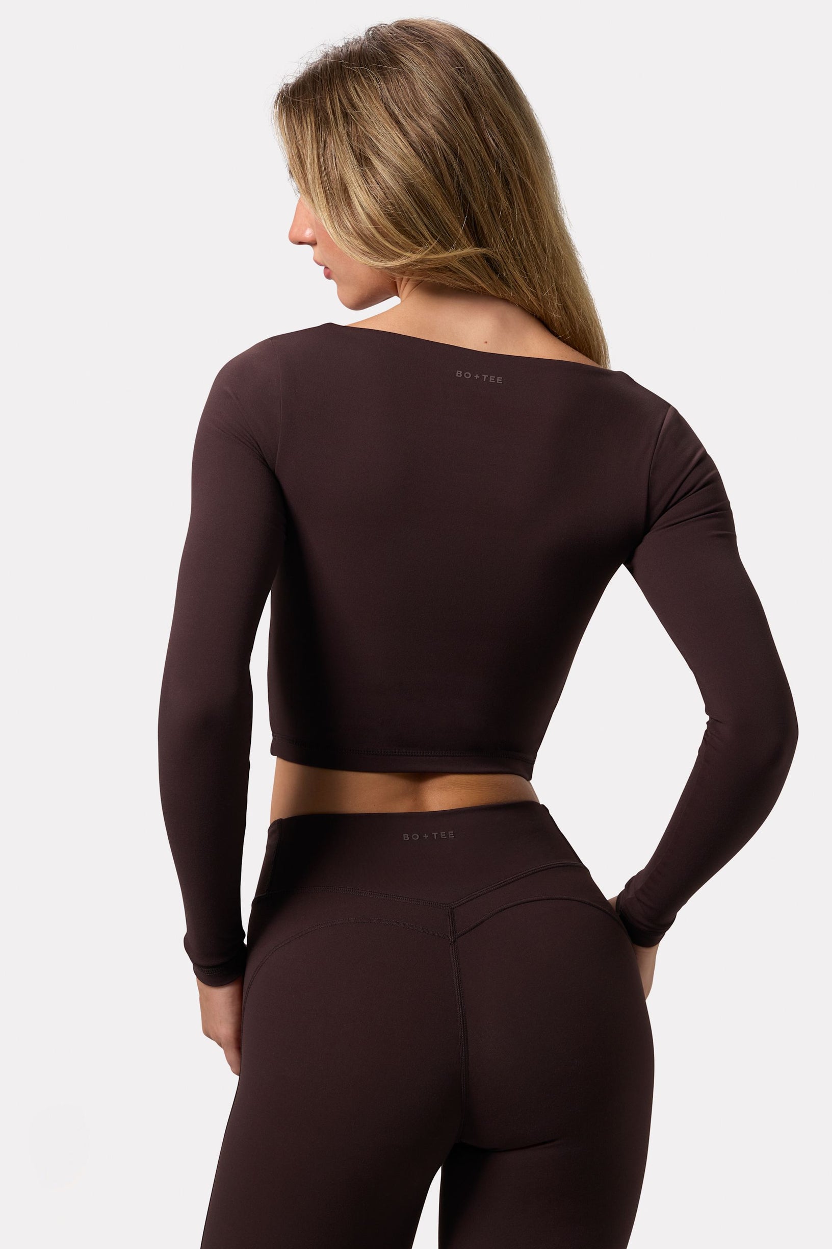 Soft Active Twist-Front Crop Top in Espresso - 2