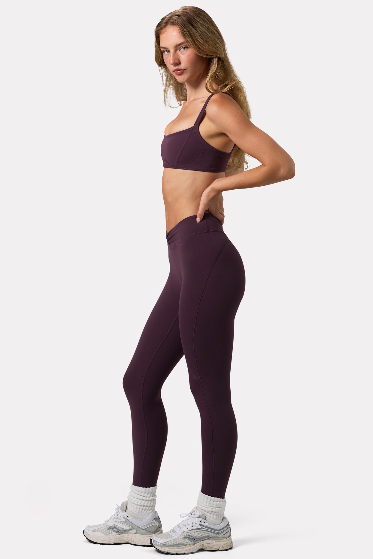 Soft Active Ruched Leggings in Plum - 3