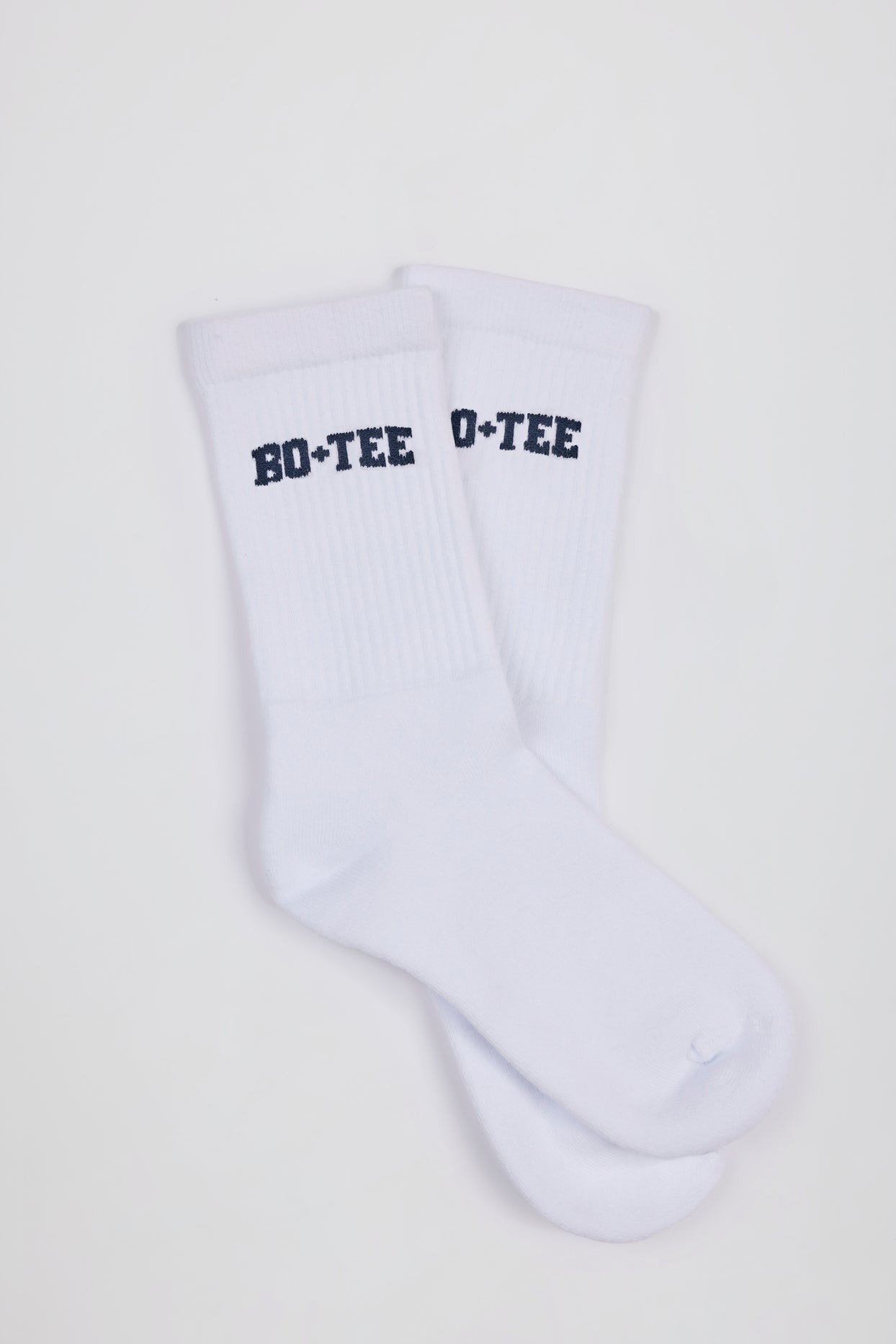 Ribbed Half-Crew Socks in White - 1