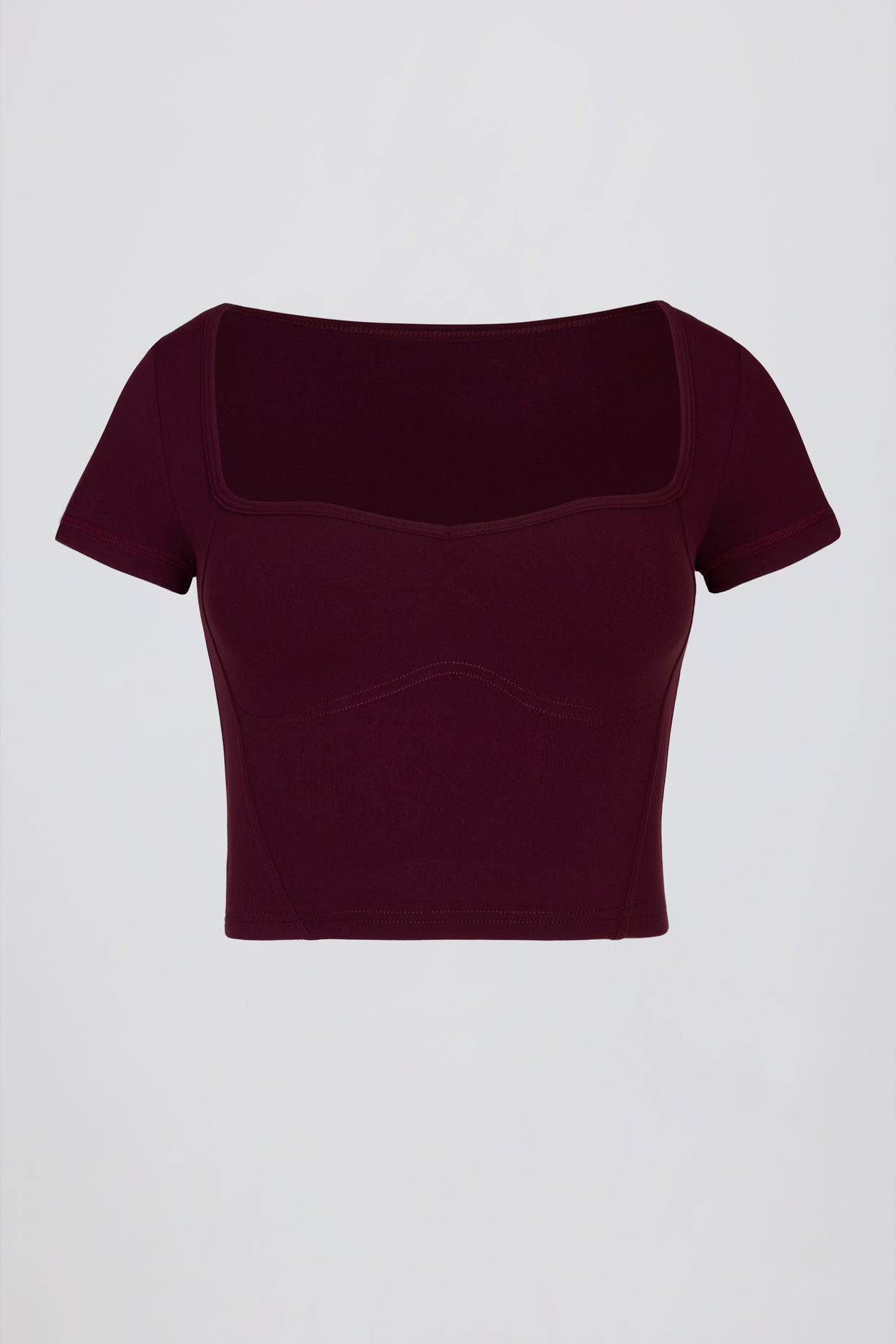Soft Active Sweetheart-Neck Crop Top in Burgundy - 2