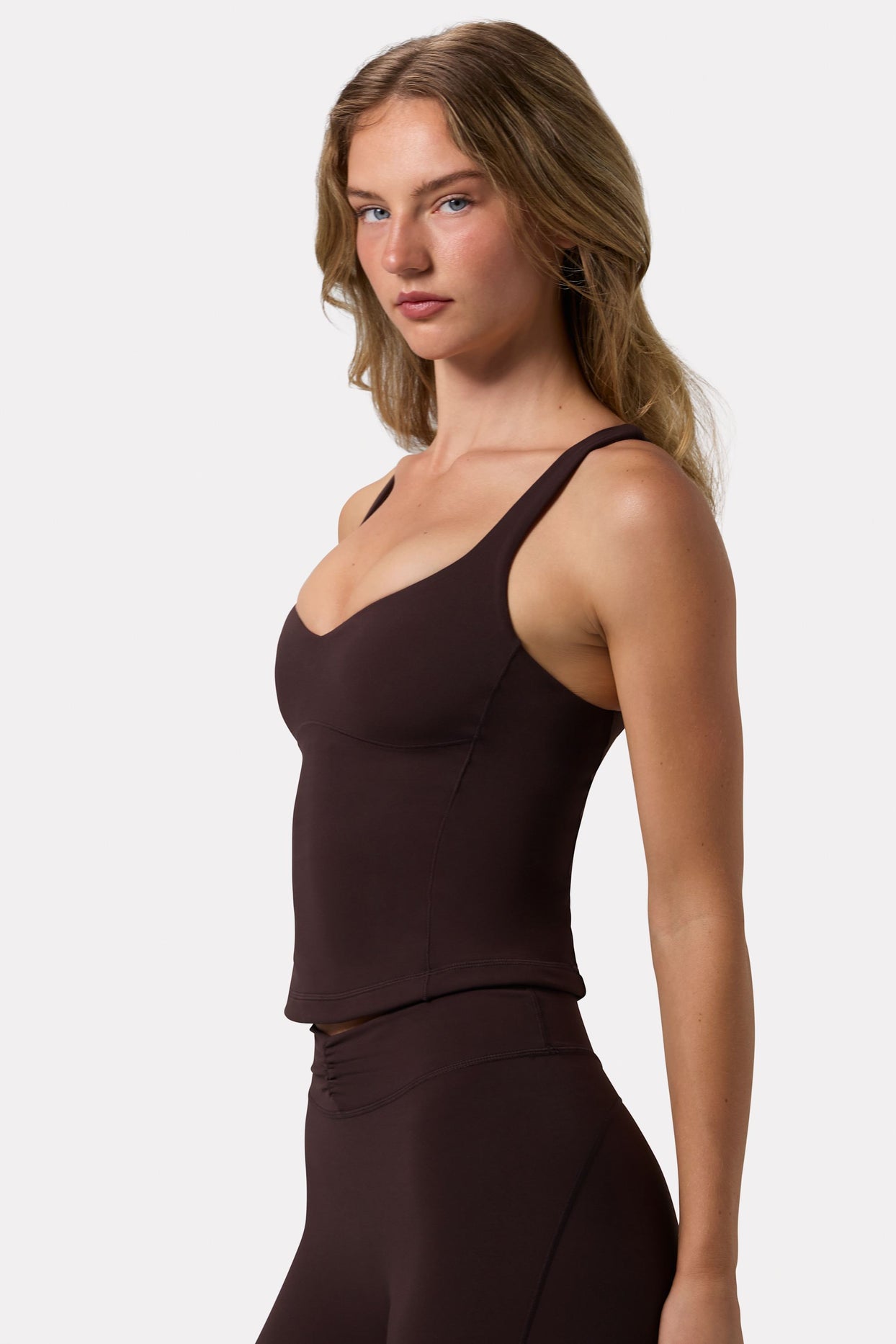Soft Active Sweetheart-Neck Tank Top in Espresso - 3