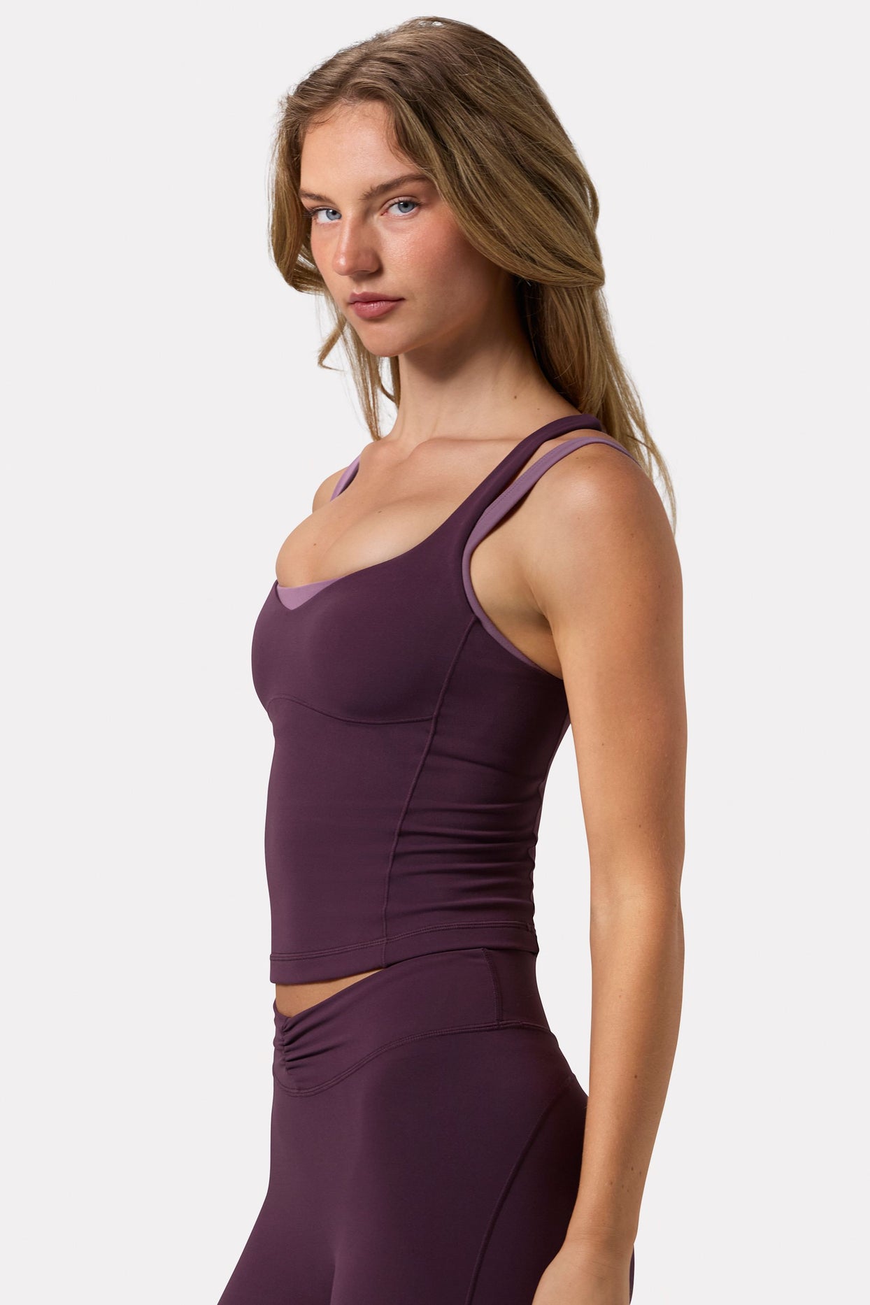 Soft Active Sweetheart-Neck Tank Top in Plum - 3