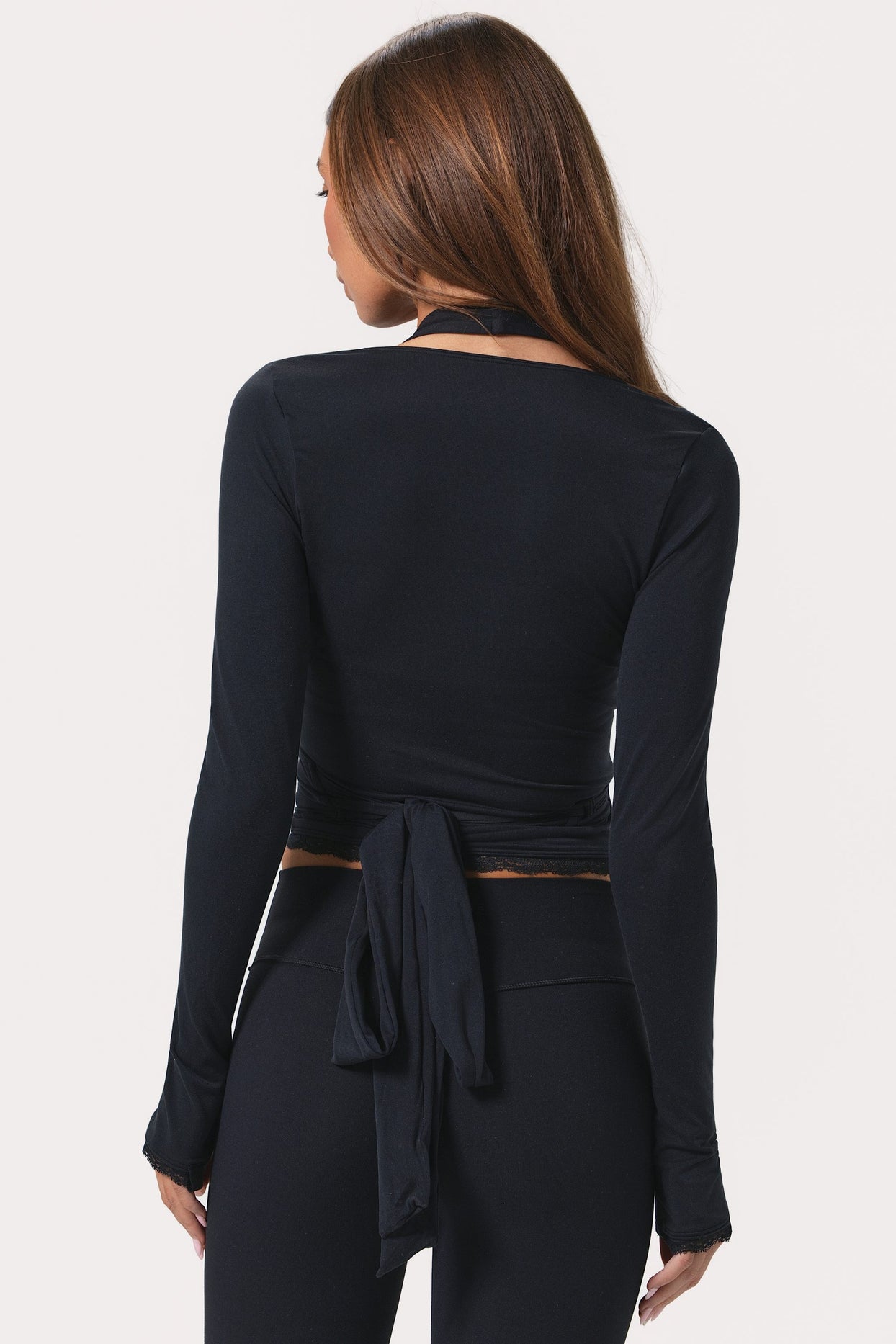 Soft Jersey Wrap Top in Black - 2