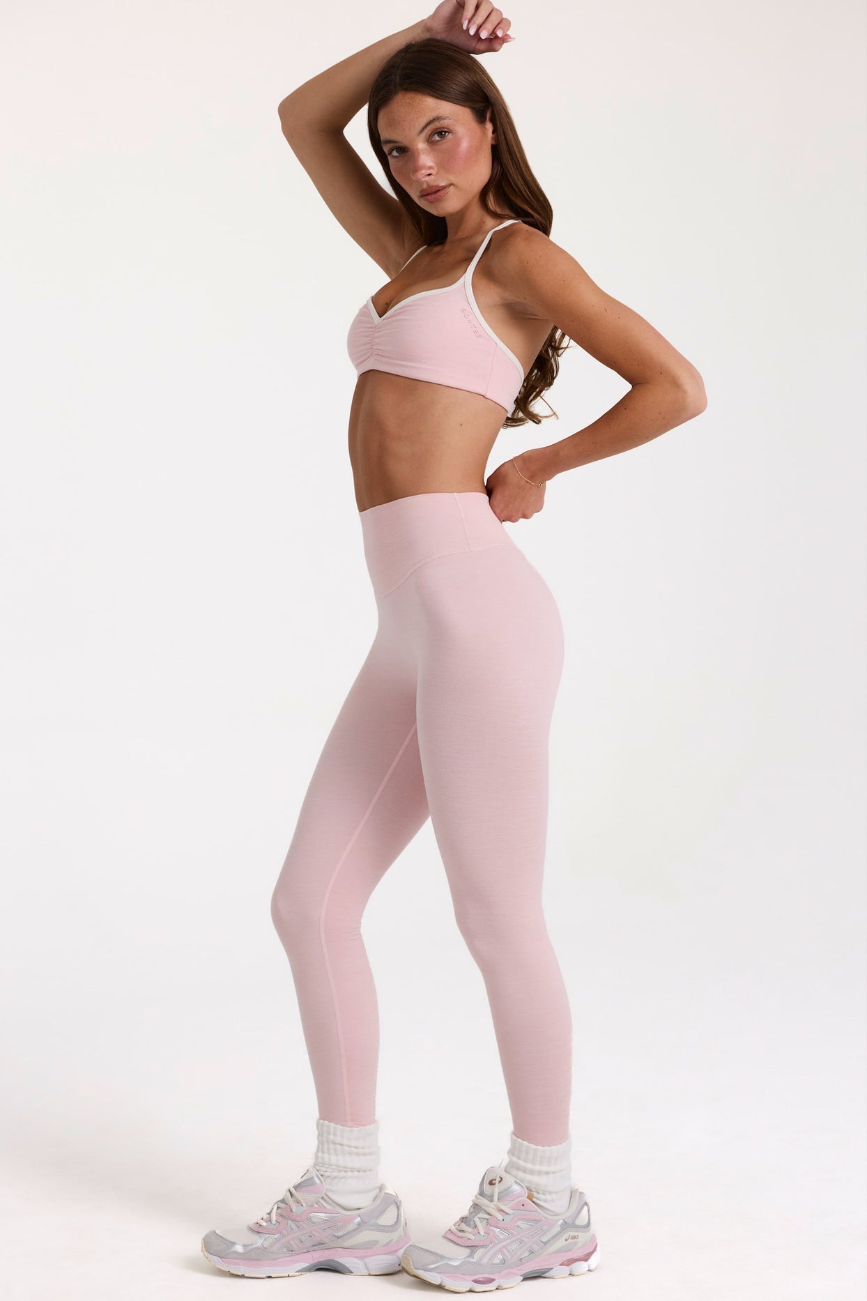 Soft Active Leggings in Blush Marl - 3