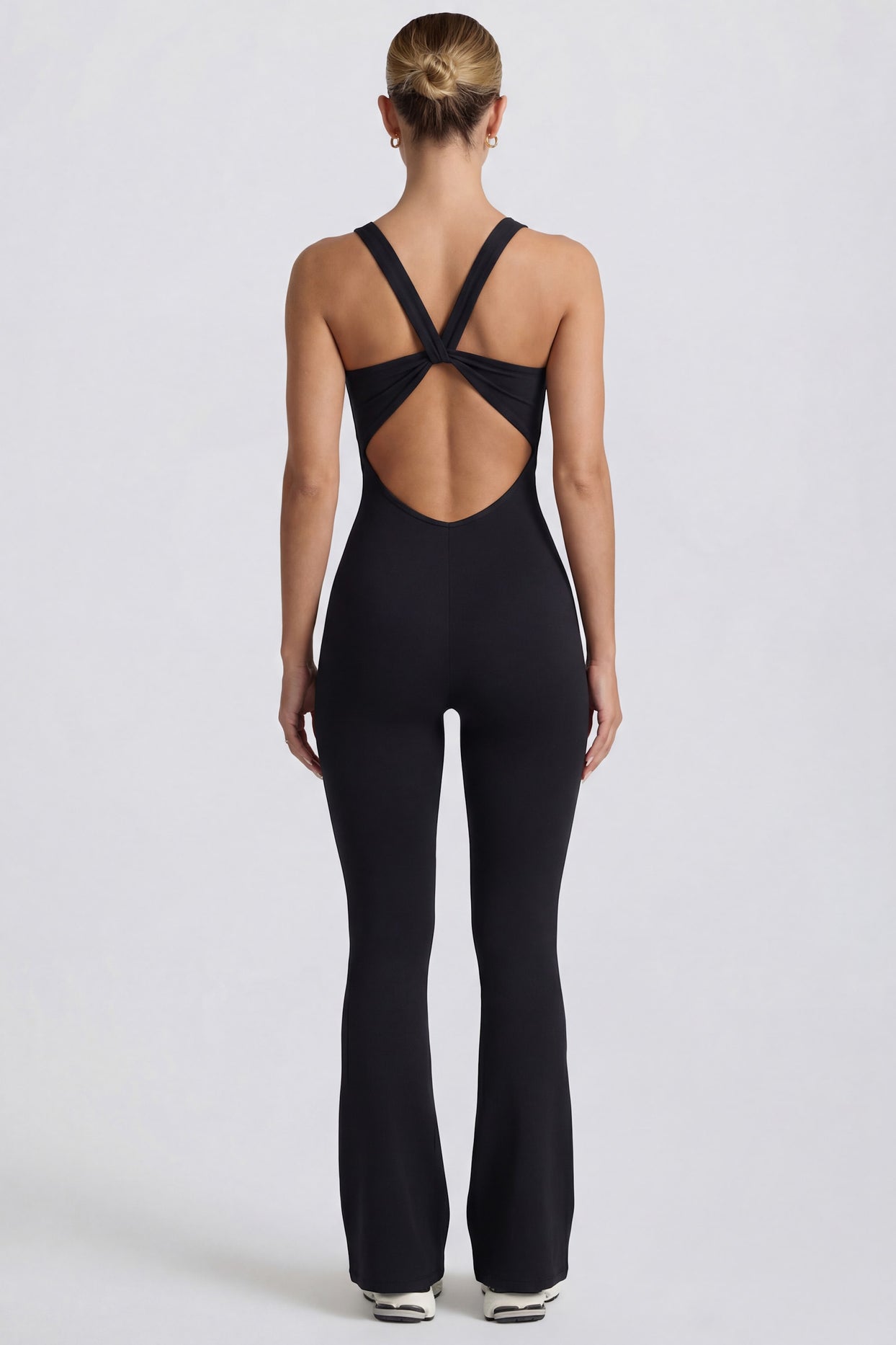 Soft Active Cut Out Back Jumpsuit  in Black - 2