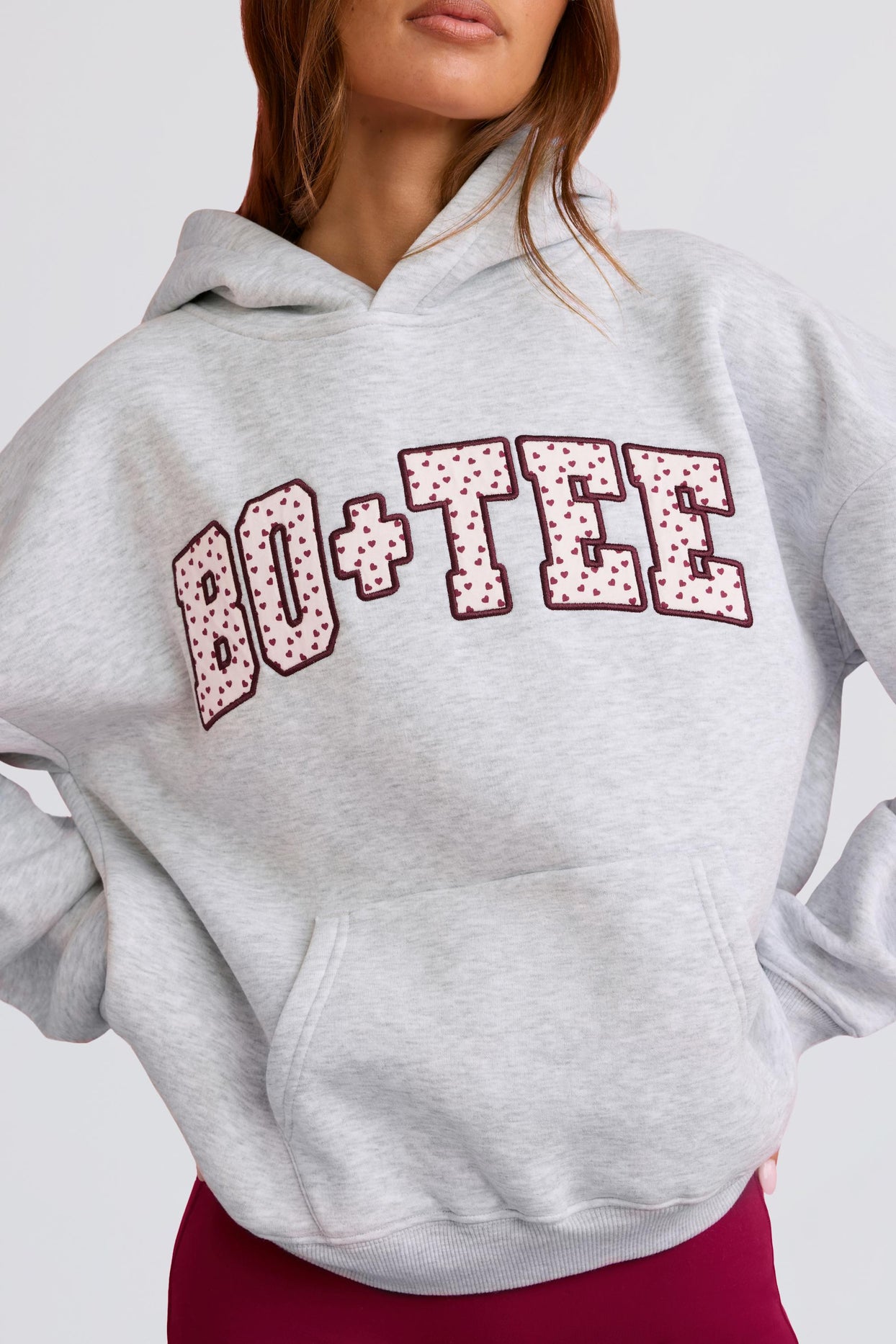 Oversized Applique Hoodie in Grey - 3