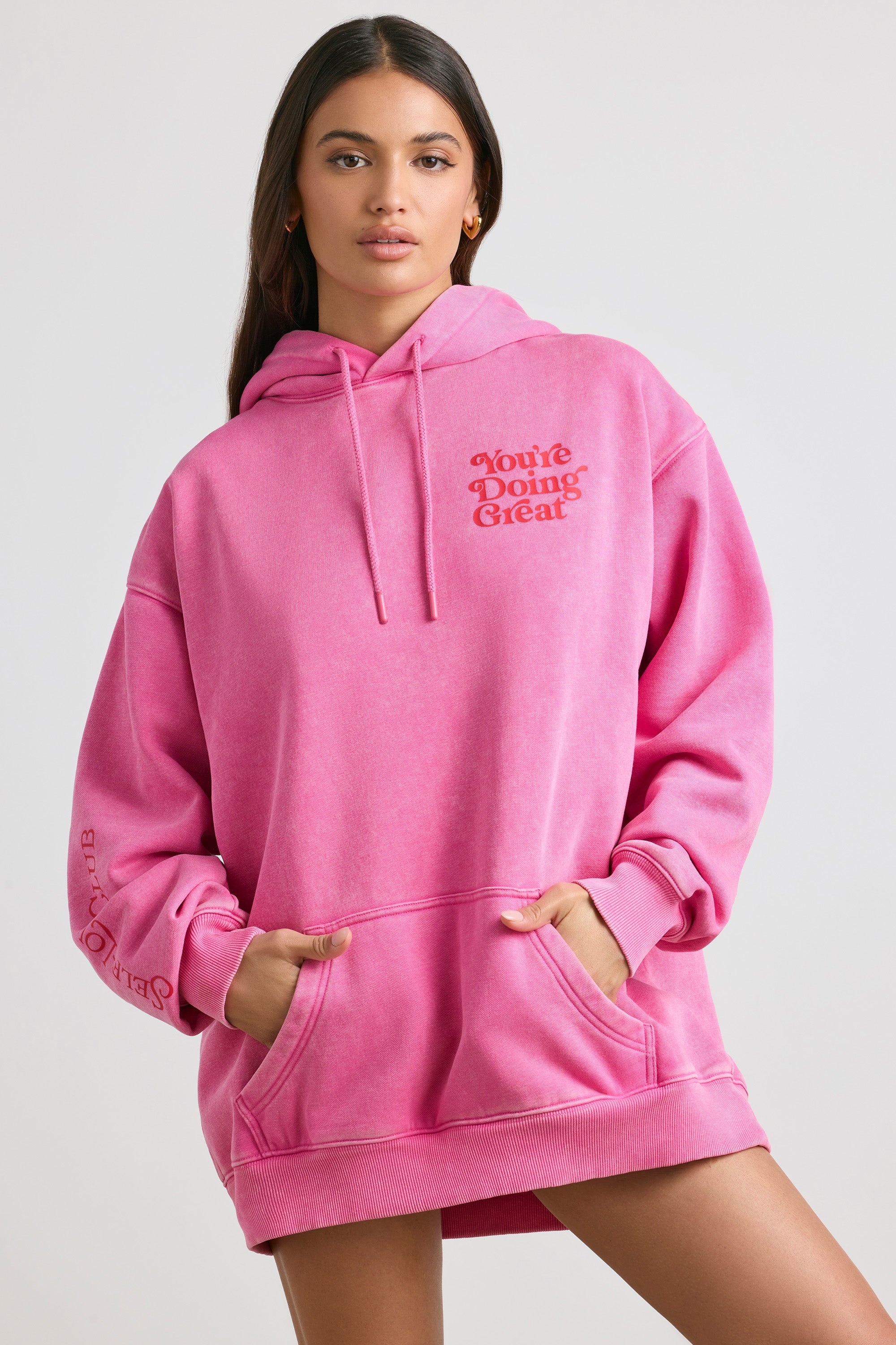 A pink hoodie best sale