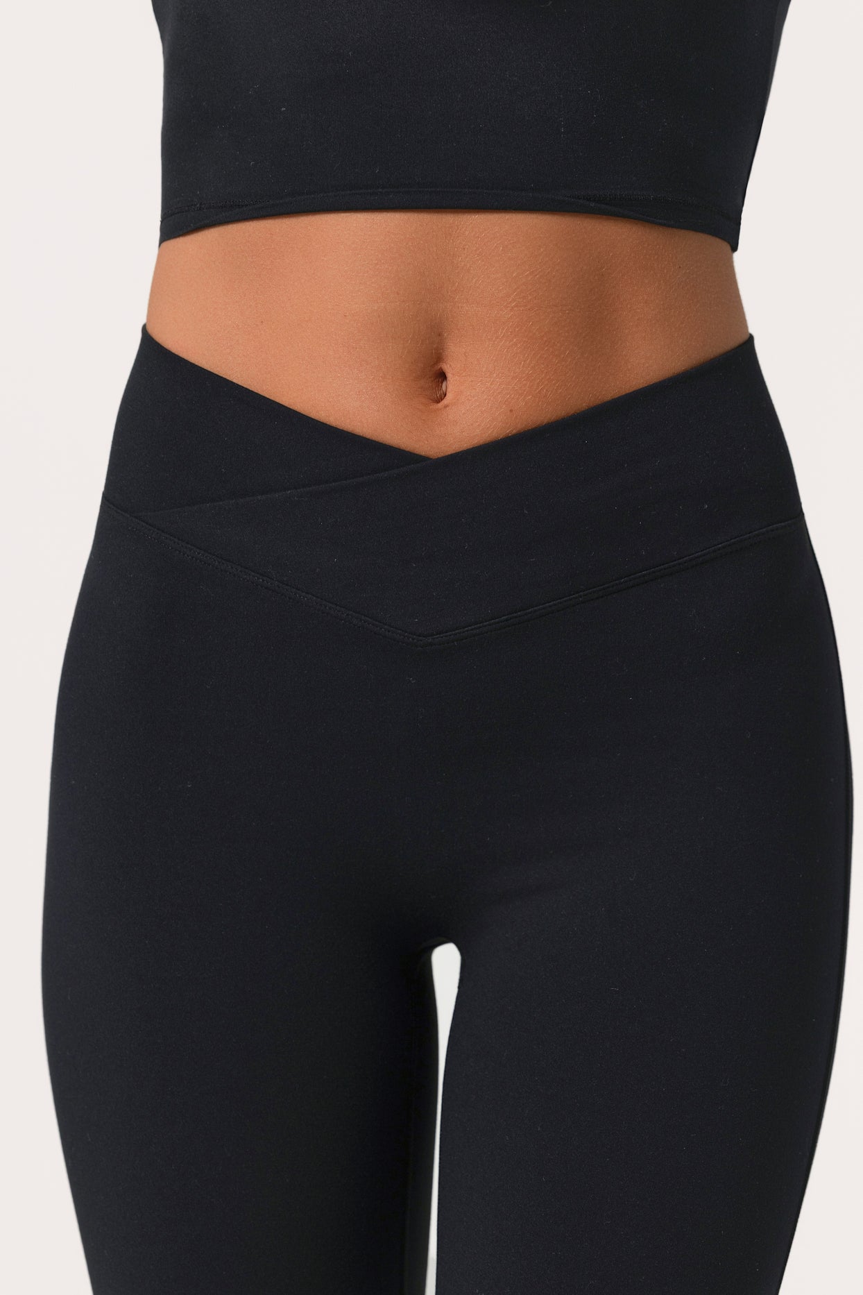 Soft Active V-Waist Flared Leggings in Black - 4