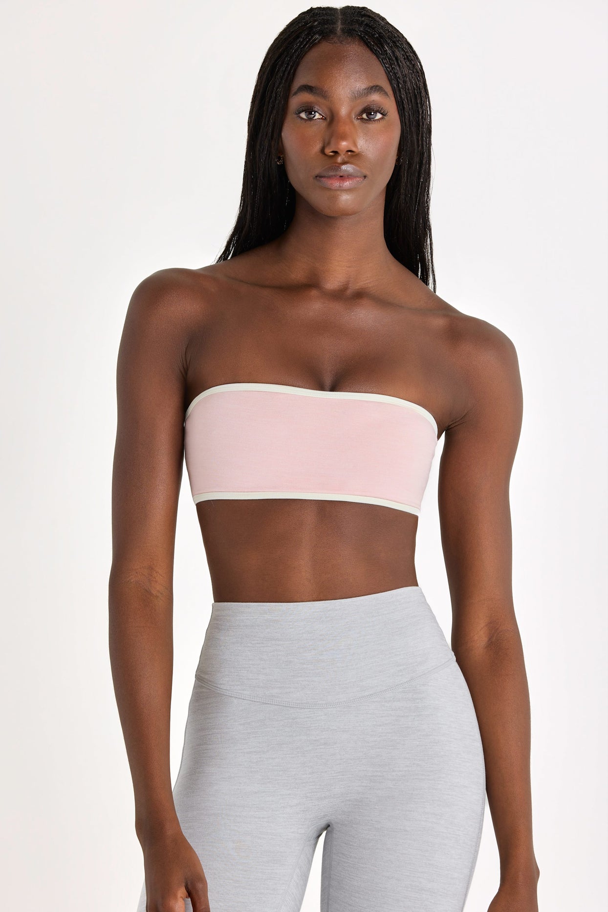 Soft Active Bandeau Sports Bra in Blush Marl - 6