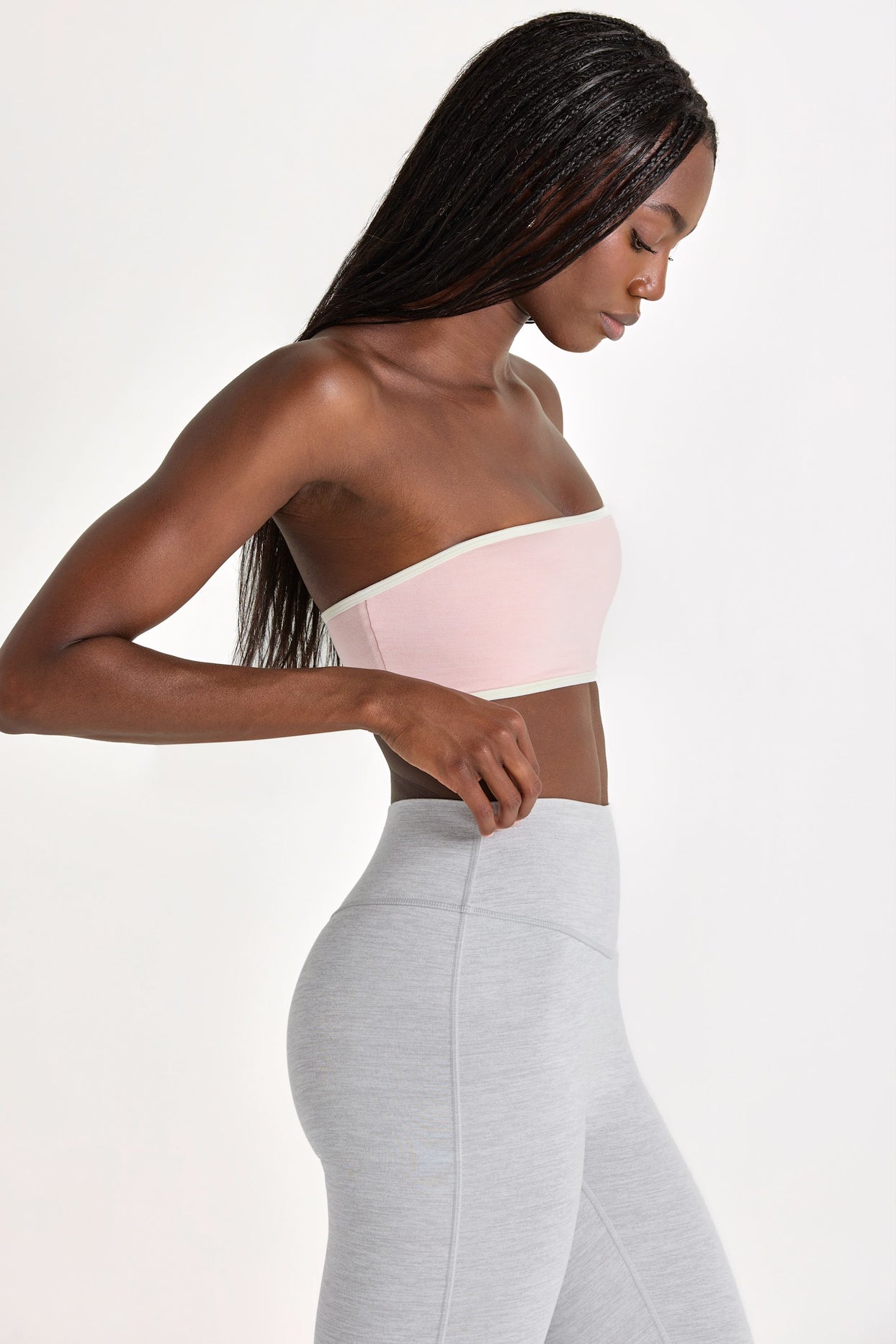 Soft Active Bandeau Sports Bra in Blush Marl - 4