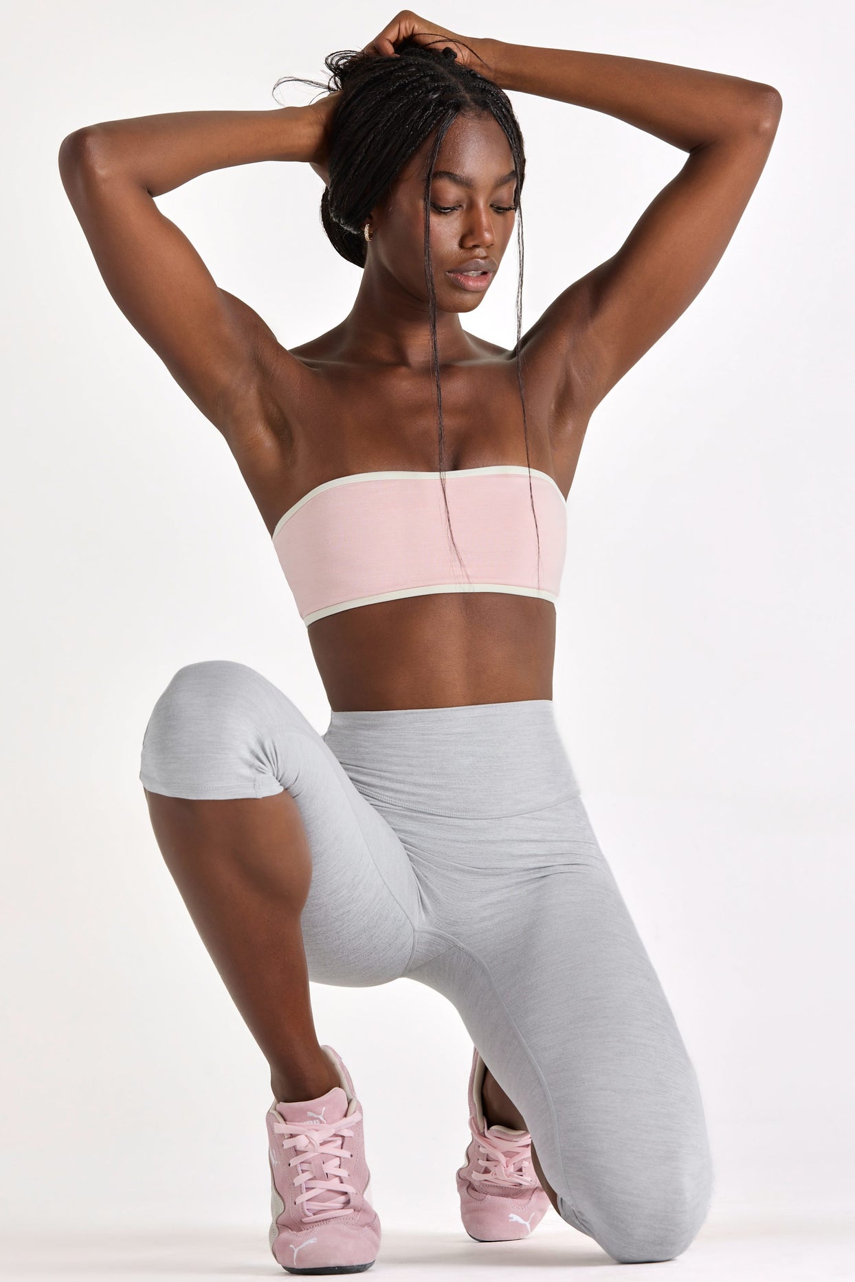Soft Active Bandeau Sports Bra in Blush Marl - 1