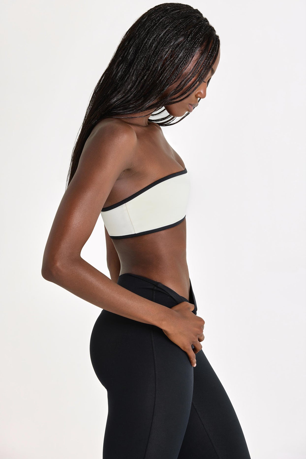 Soft Active Bandeau Sports Bra in Ivory - 4