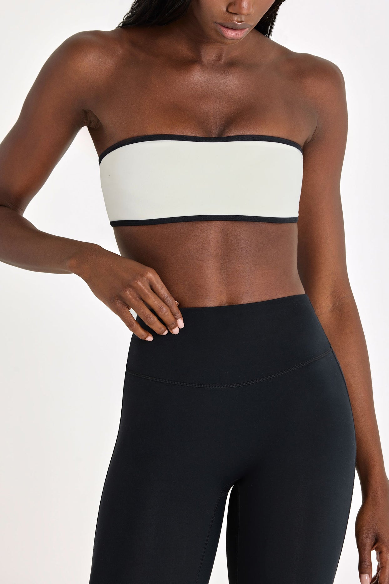 Soft Active Bandeau Sports Bra in Ivory - 5
