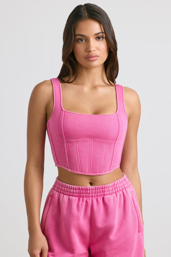 Corset Crop Top in Hot Pink