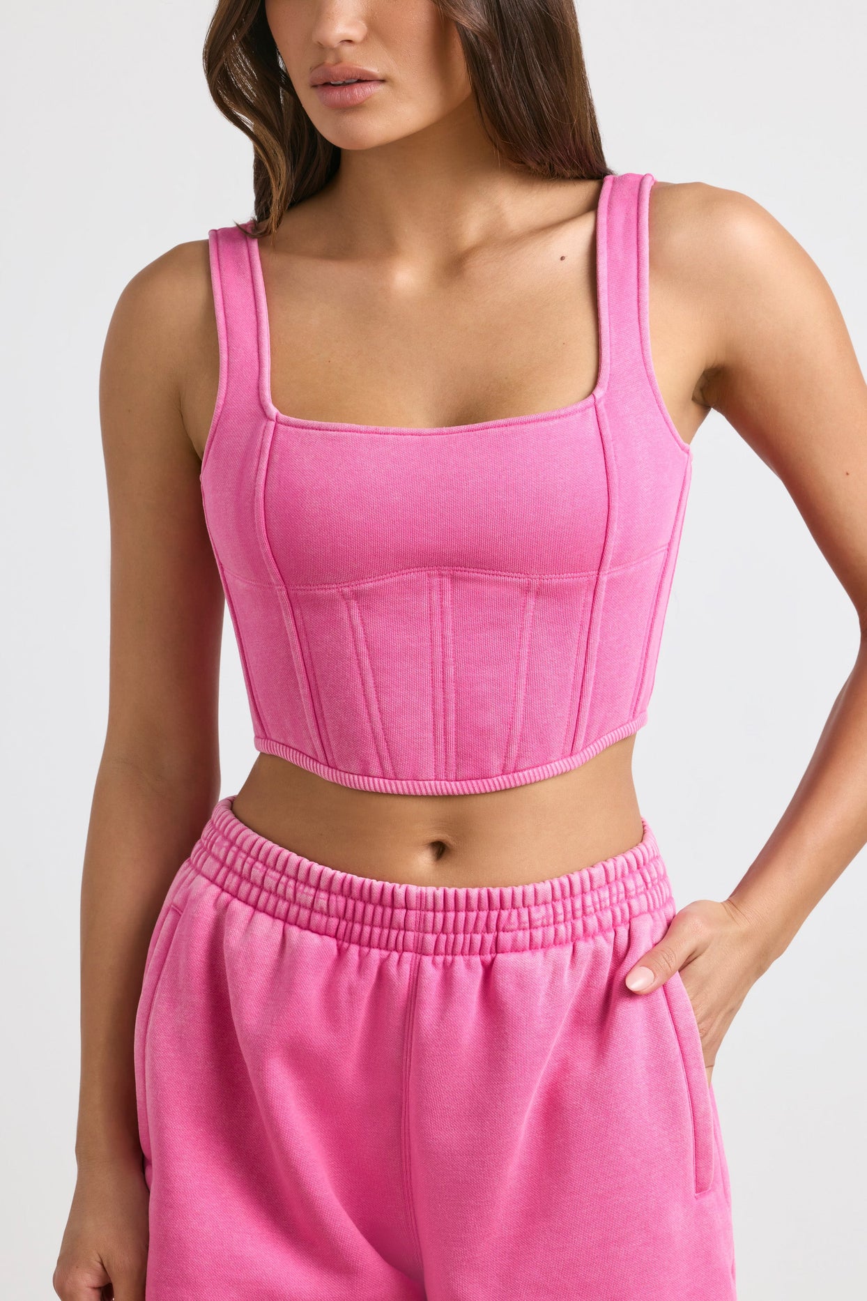 Corset Crop Top in Hot Pink