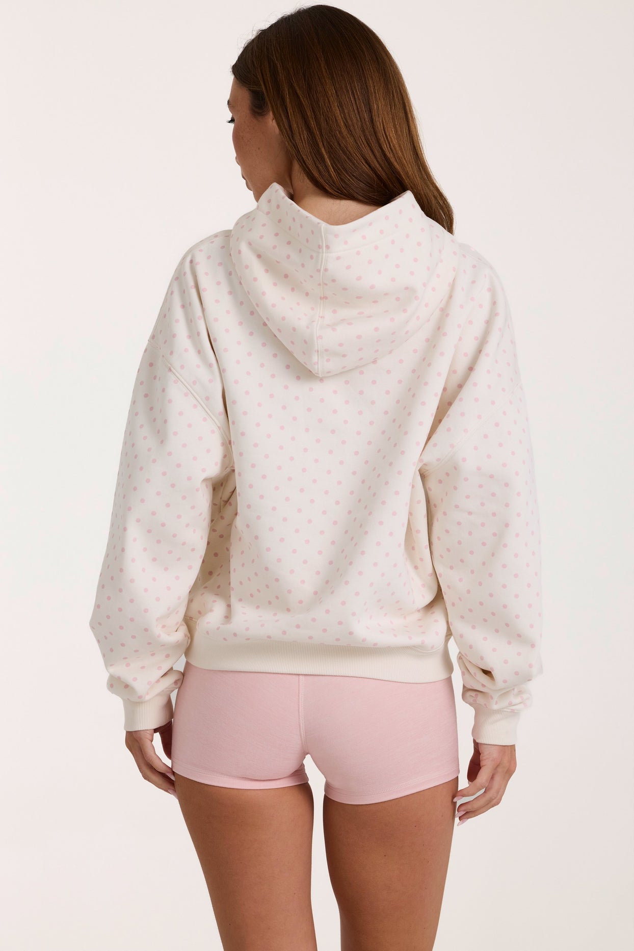Oversized Applique Hoodie in Blush Polka Dot - 3