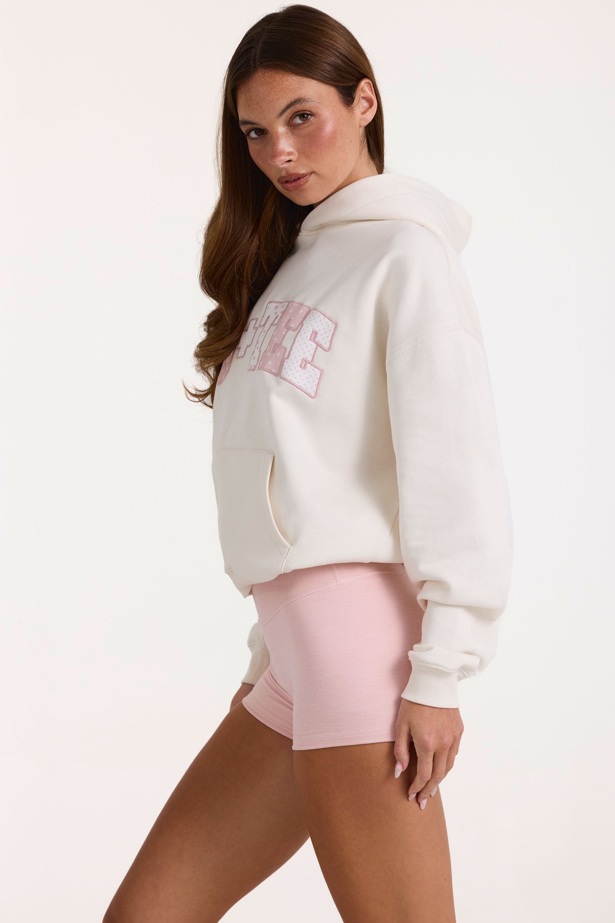 Oversized Applique Hoodie in Ivory - 3