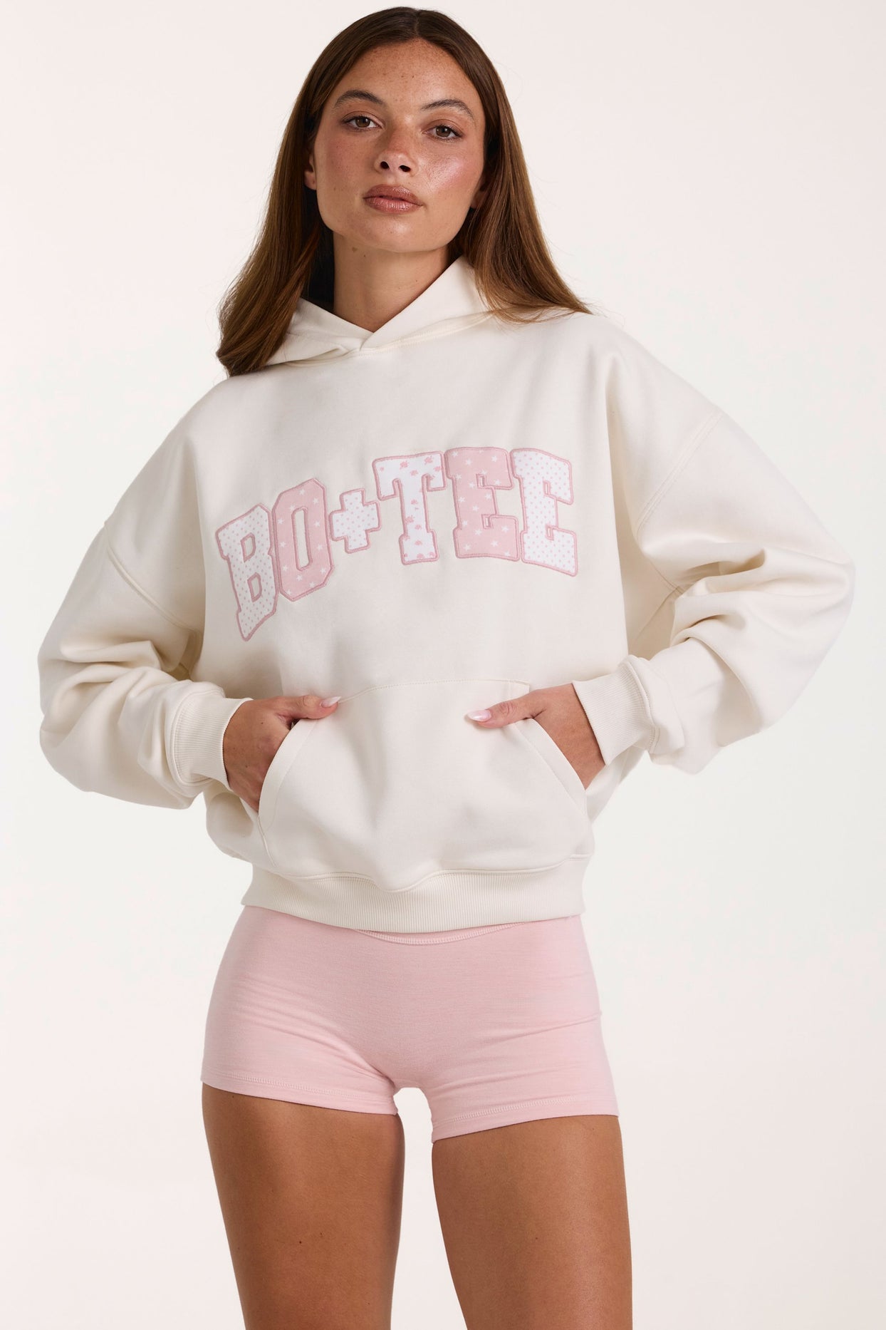 Oversized Applique Hoodie in Ivory - 5