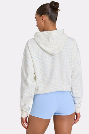 Oversized Applique Hoodie in Marshmallow Polka Dot