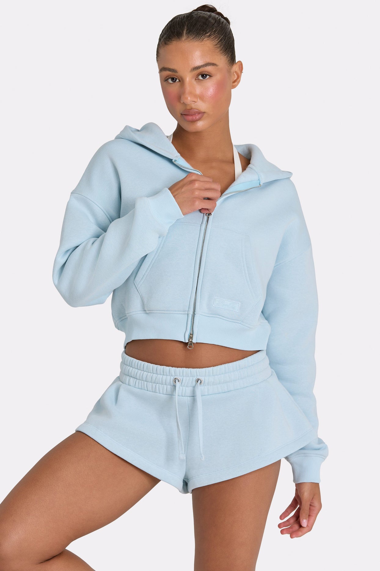 Oversized Zip-Up Hoodie  in Powder Blue - 5