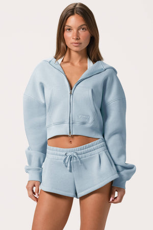 Oversized Zip-Up Hoodie  in Powder Blue