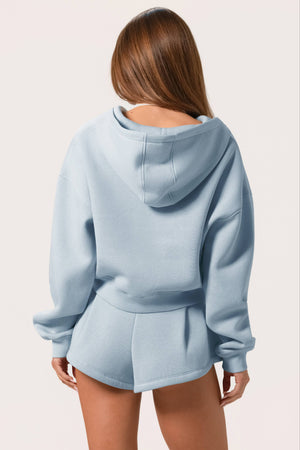 Oversized Zip-Up Hoodie  in Powder Blue