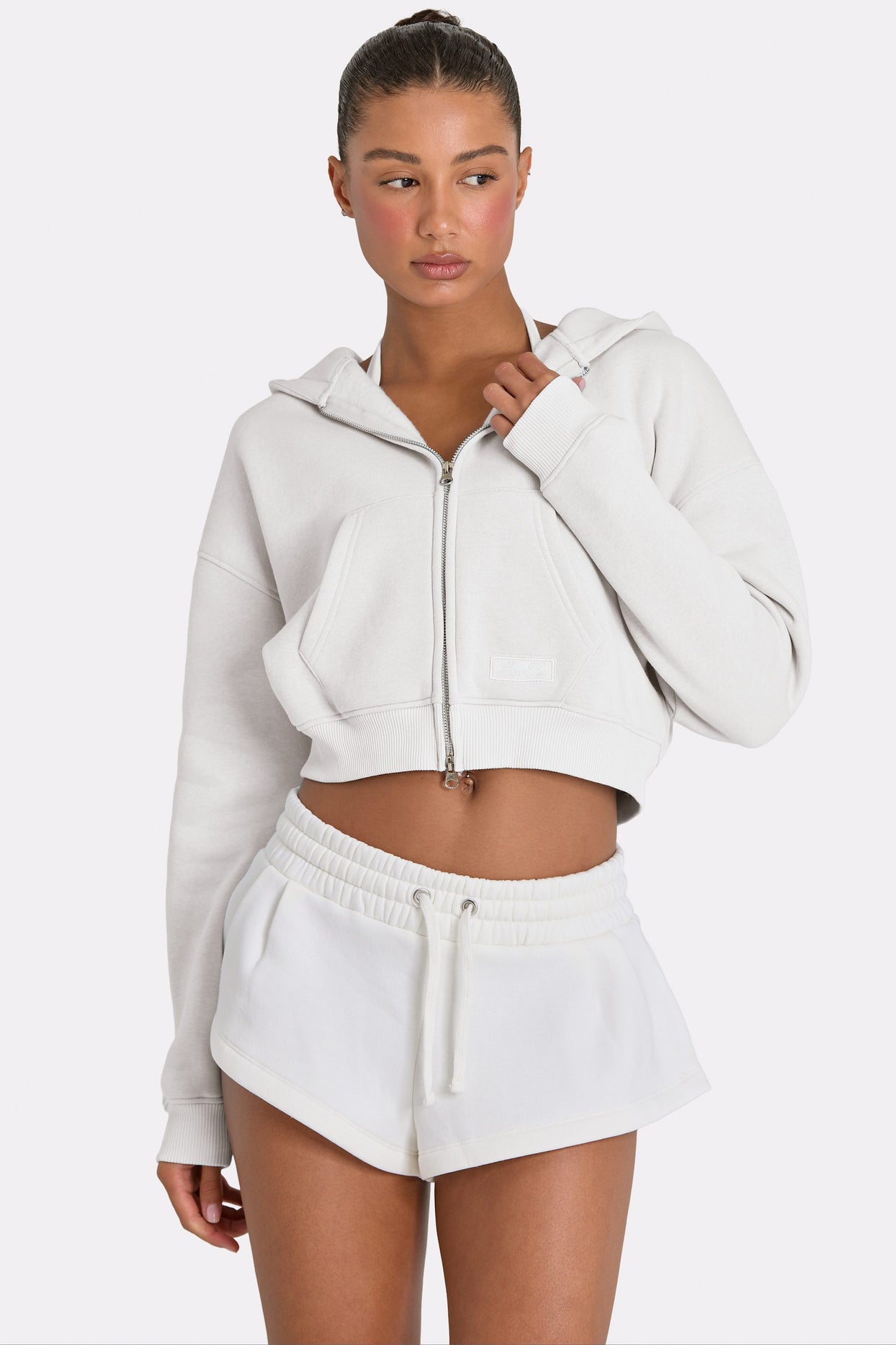 Oversized Zip-Up Hoodie  in Coconut - 5