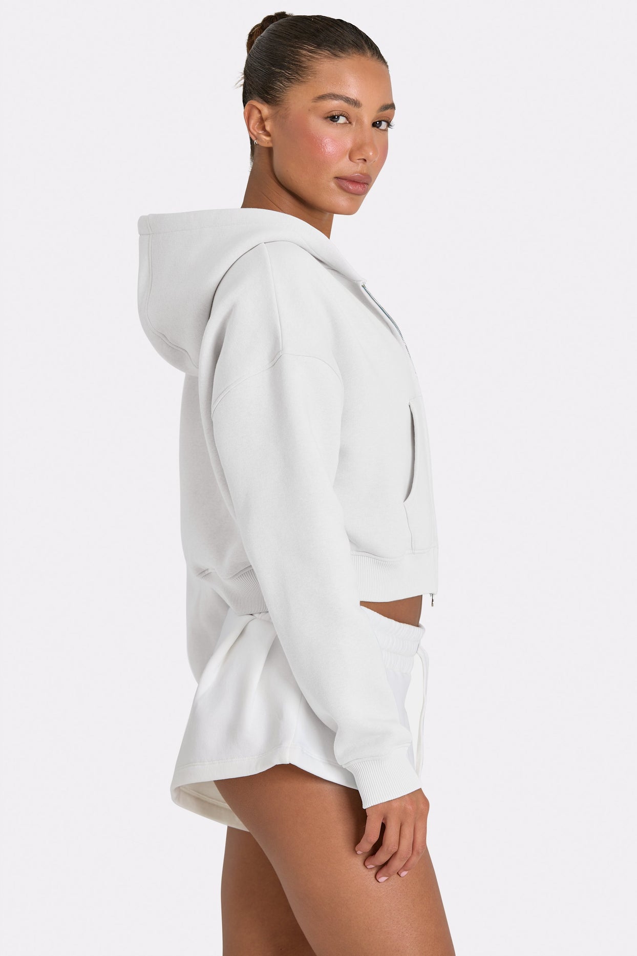 Oversized Zip-Up Hoodie  in Coconut - 3