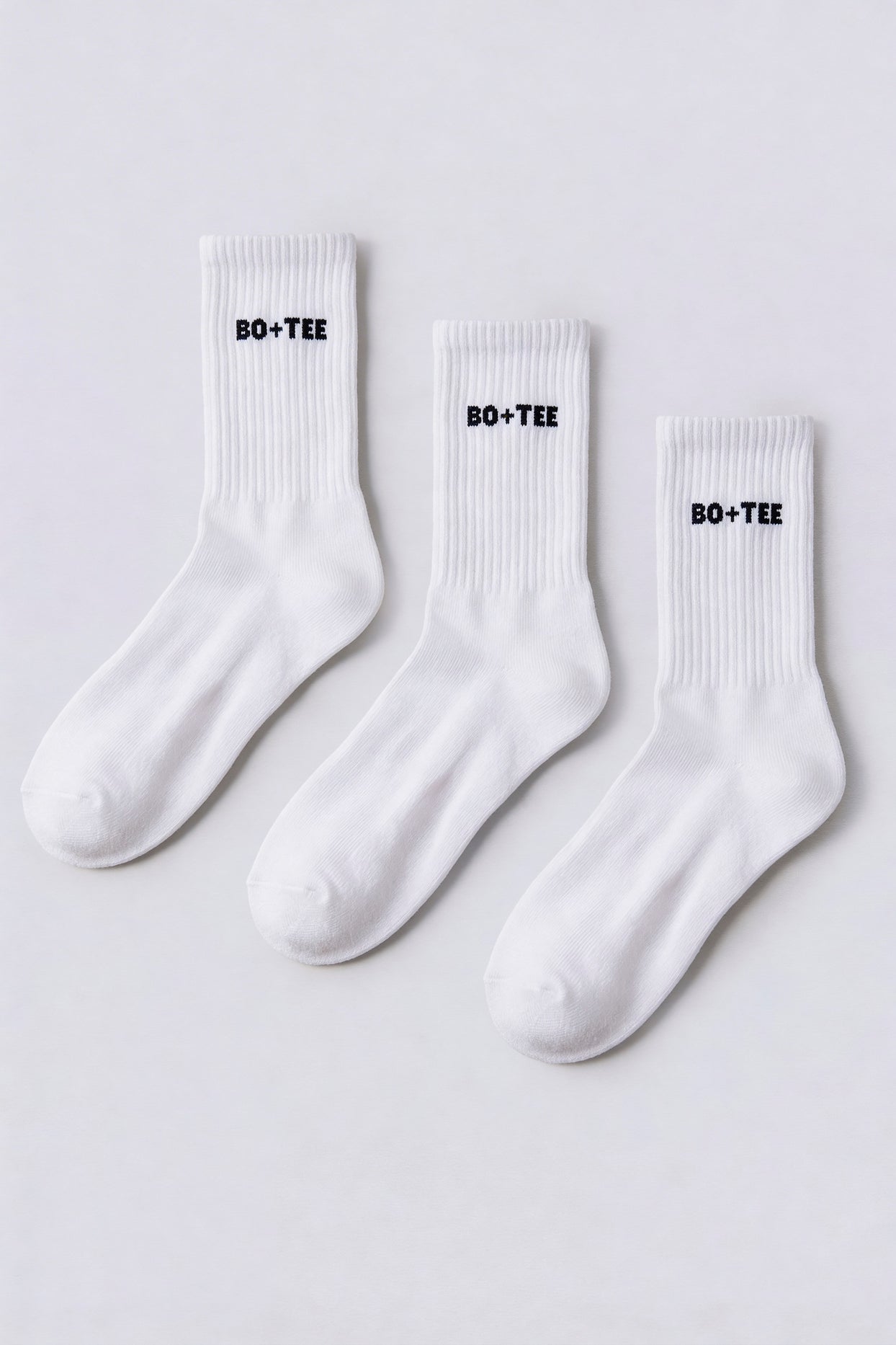 Ribbed Half-Crew 3-Pack Socks in White - 1